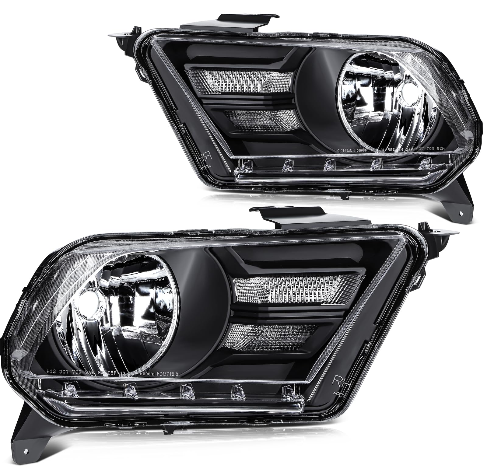 LBRST Tail Lights Fit 2010-2014 for Mustang Driver & Passenger Side Tail Light Assembly Black Housing Clear Reflector FO2502276