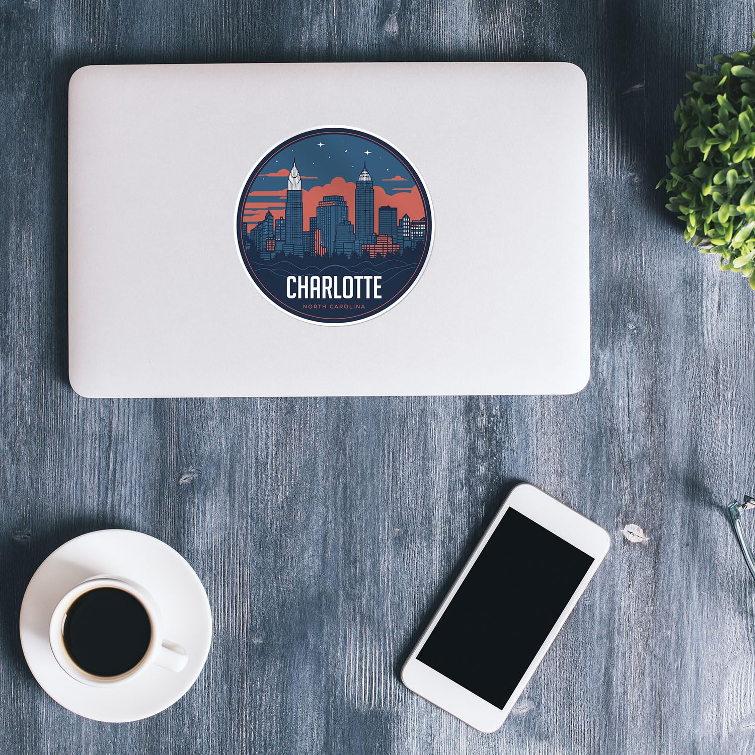 Charlotte City Sticker - Waterproof Vinyl Decal for Car Bumper, Laptop, Water Bottle, Wall, and Window, Size - 5'' Longer Side