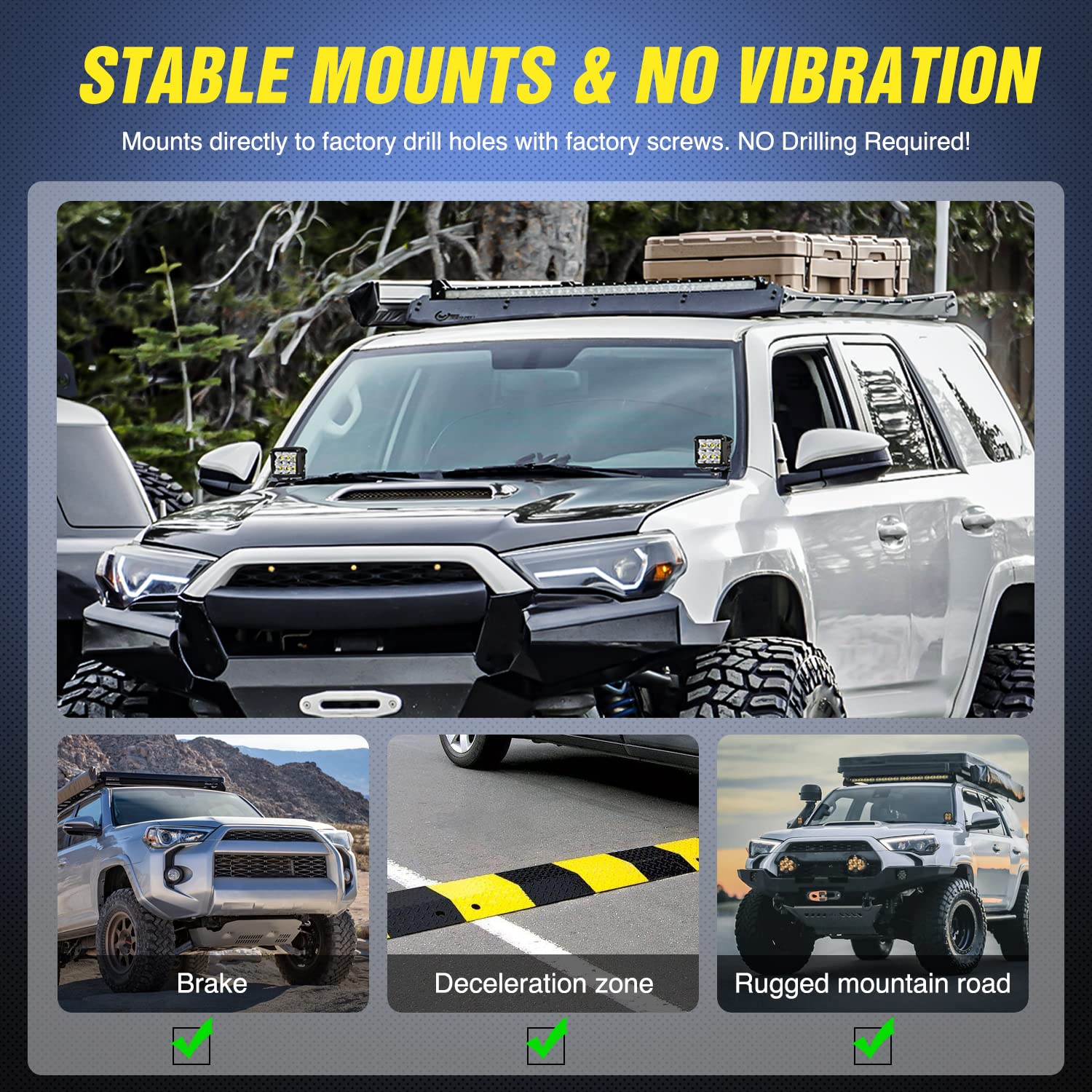 Nilight Ditch Light Brackets Hood Hinges Mount Bracket Kit For Auxiliary Offroad Led Pod Light Work Light On 2010-2023 Toyota 4R