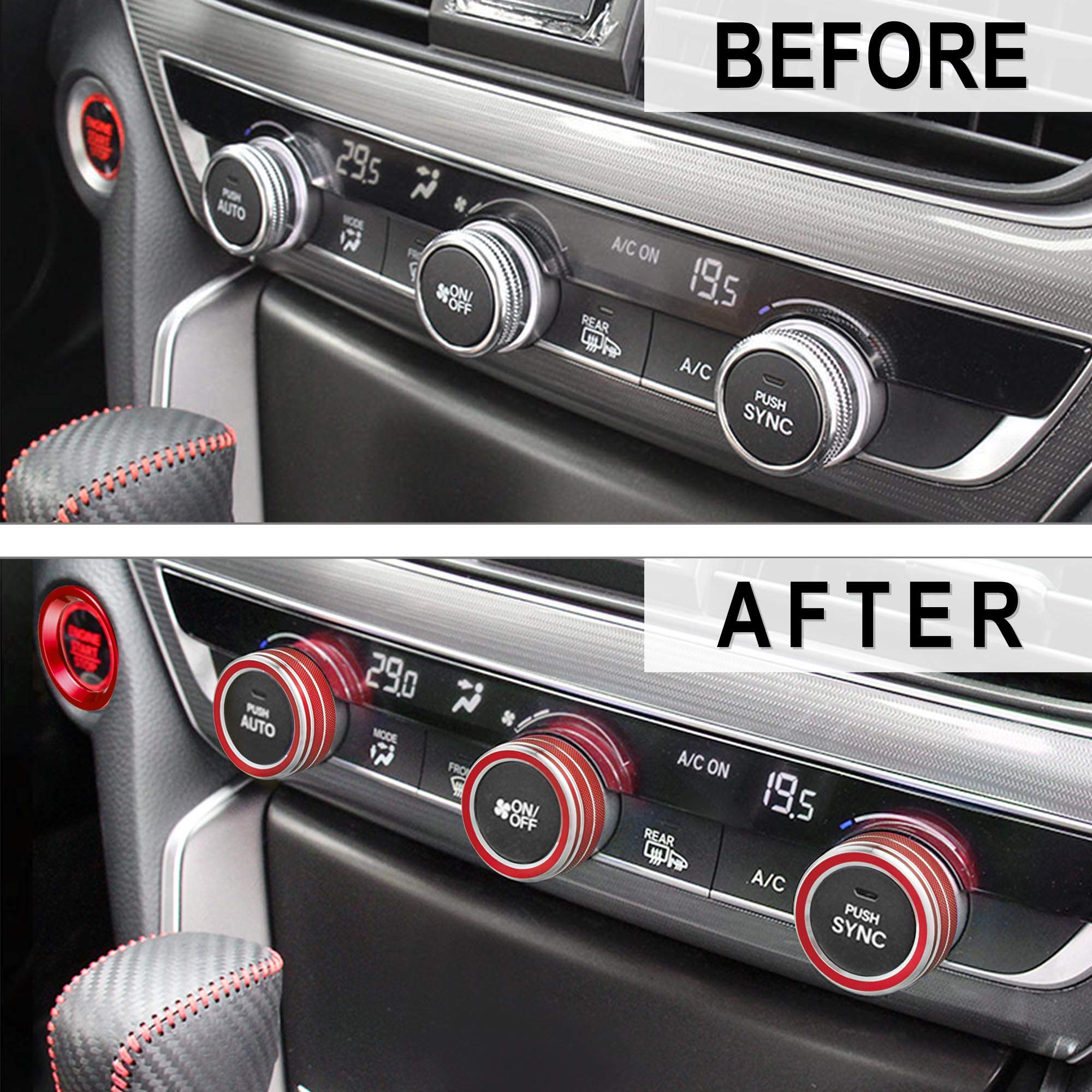 Tomall 6Pcs Aluminum Centre Console Switch Cover Compatible With Honda 10Th Accord Sedan Sport Ex Ex-L Lx 2018-2022 Sound Volume
