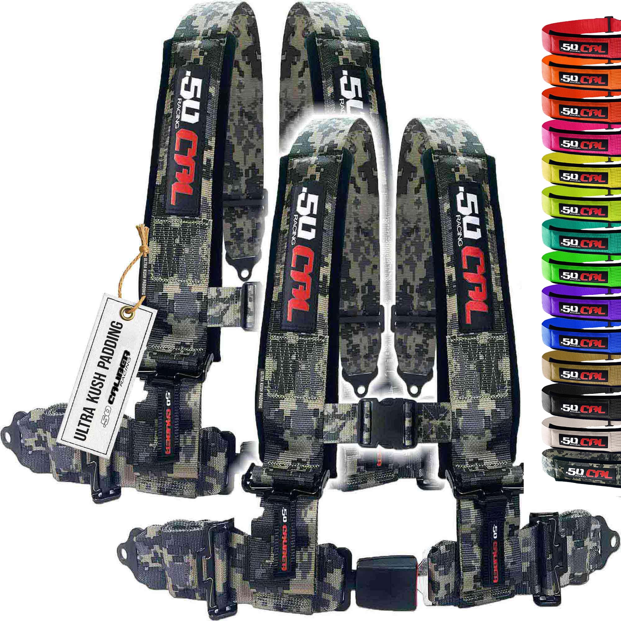 4 point harnesses (2) for bucket seat, push button release, 10 colors to choose from, racing harness 4 point race car UTV RZR (F