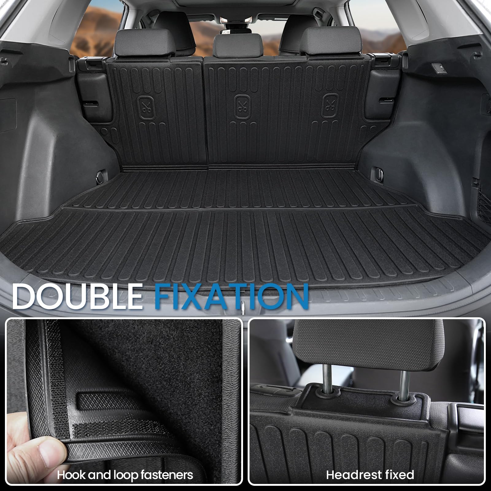 JOULARISE TPE Cargo Mat with Backrest for Toyota RAV4 2019-2025, All Weather Trunk Liner, Trunk Mat with Backrest Mat