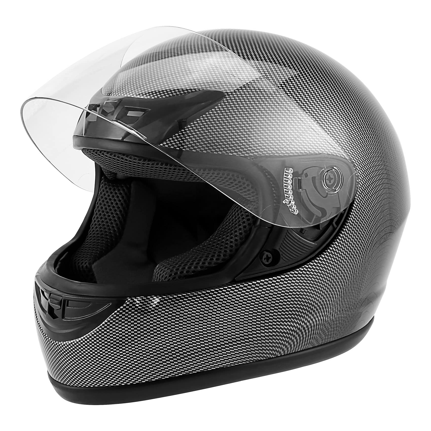 Xfmt Dot Adult Motorcycle Flip Up Full Face Helmet Street Dirt Bike Atv Helmets (Carbon Fiber, Small)