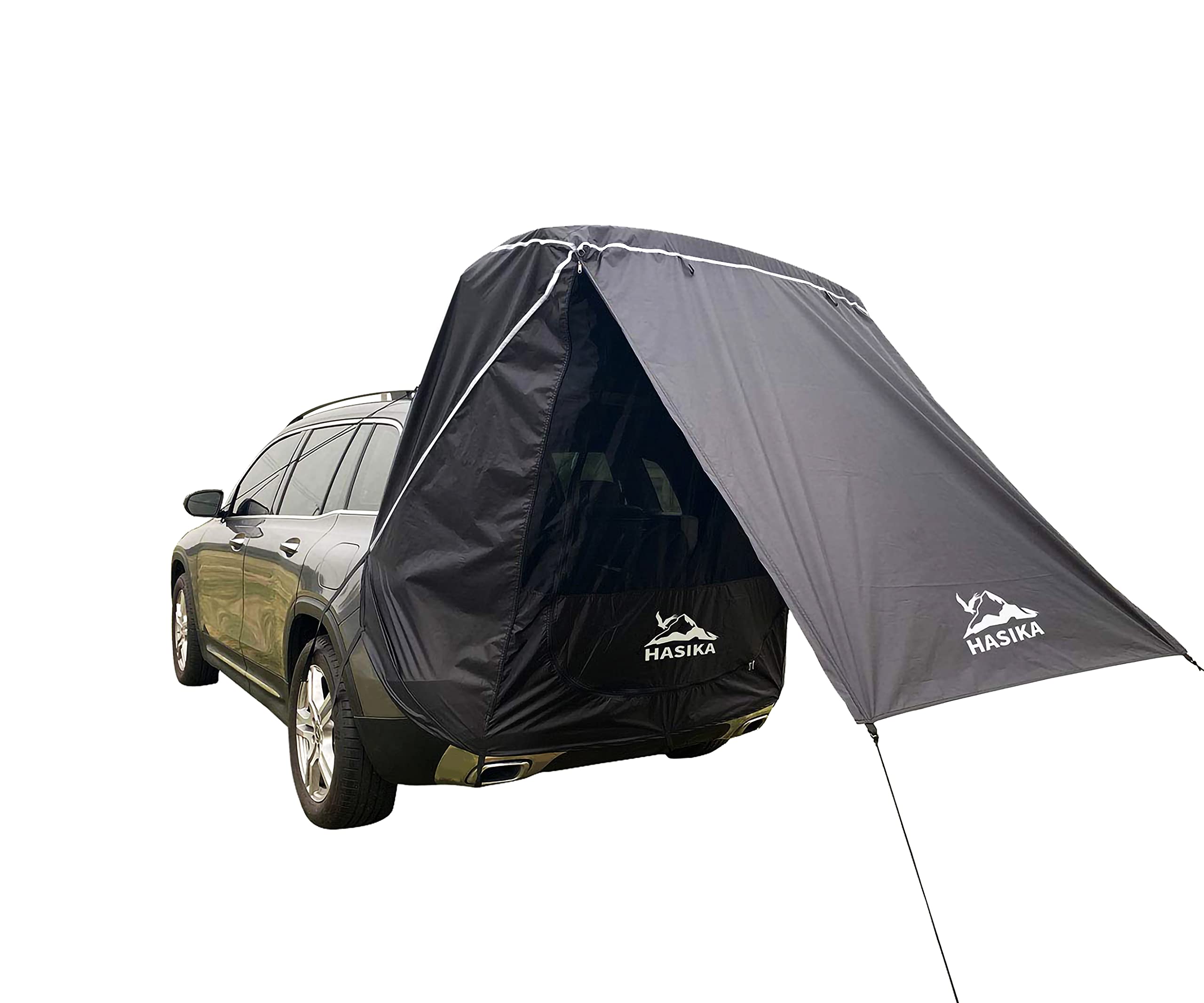 Hasika Suv Camping Tent Car Tailgate Shade Awning With Screen Net Waterproof 3000Mm Upf 50+ Black (Large)