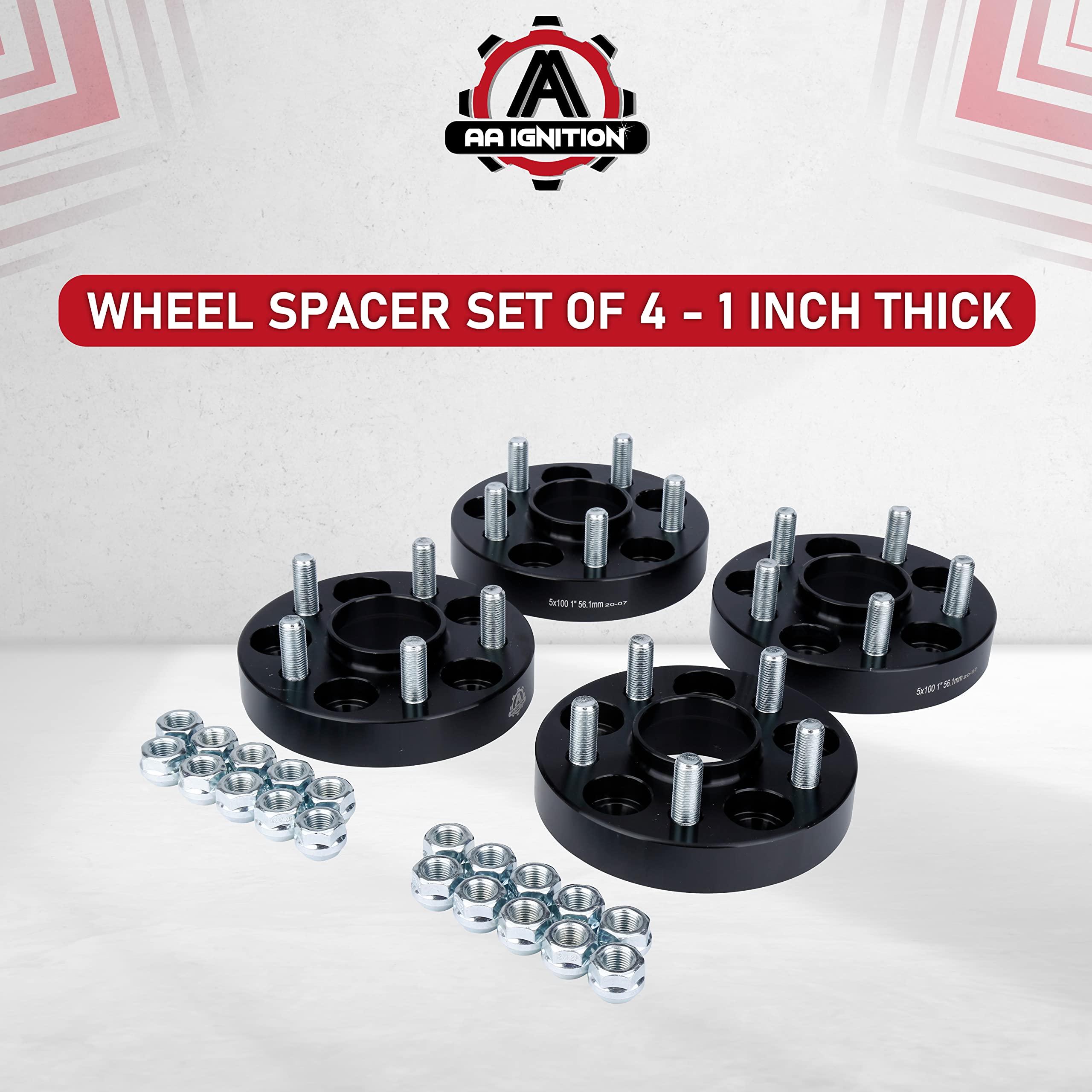 Wheel Spacer Set Of 4-1 Inch 4-5X100-5X100Mm Hub Centric Adapter 56.1Mm Bore - M12 X 1.25 1 Inches - Compatible With Subaru, Saa
