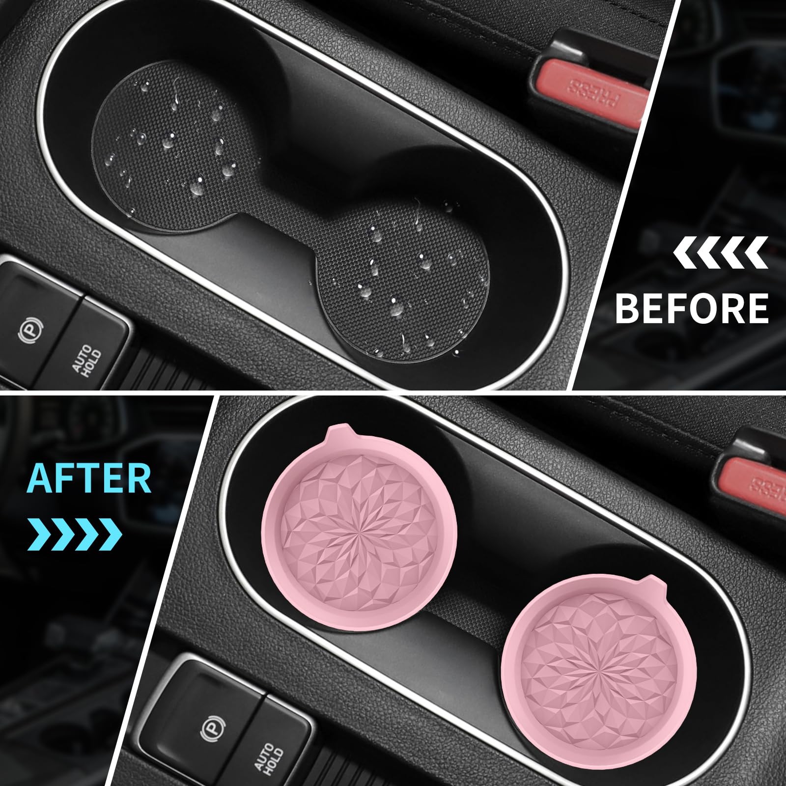 ME.FAN Car Cup Coasters [4 Pack] Silicone Cars Coasters - Universal Non-Slip Recessed Interior Accessories - Cup Holder Inserts