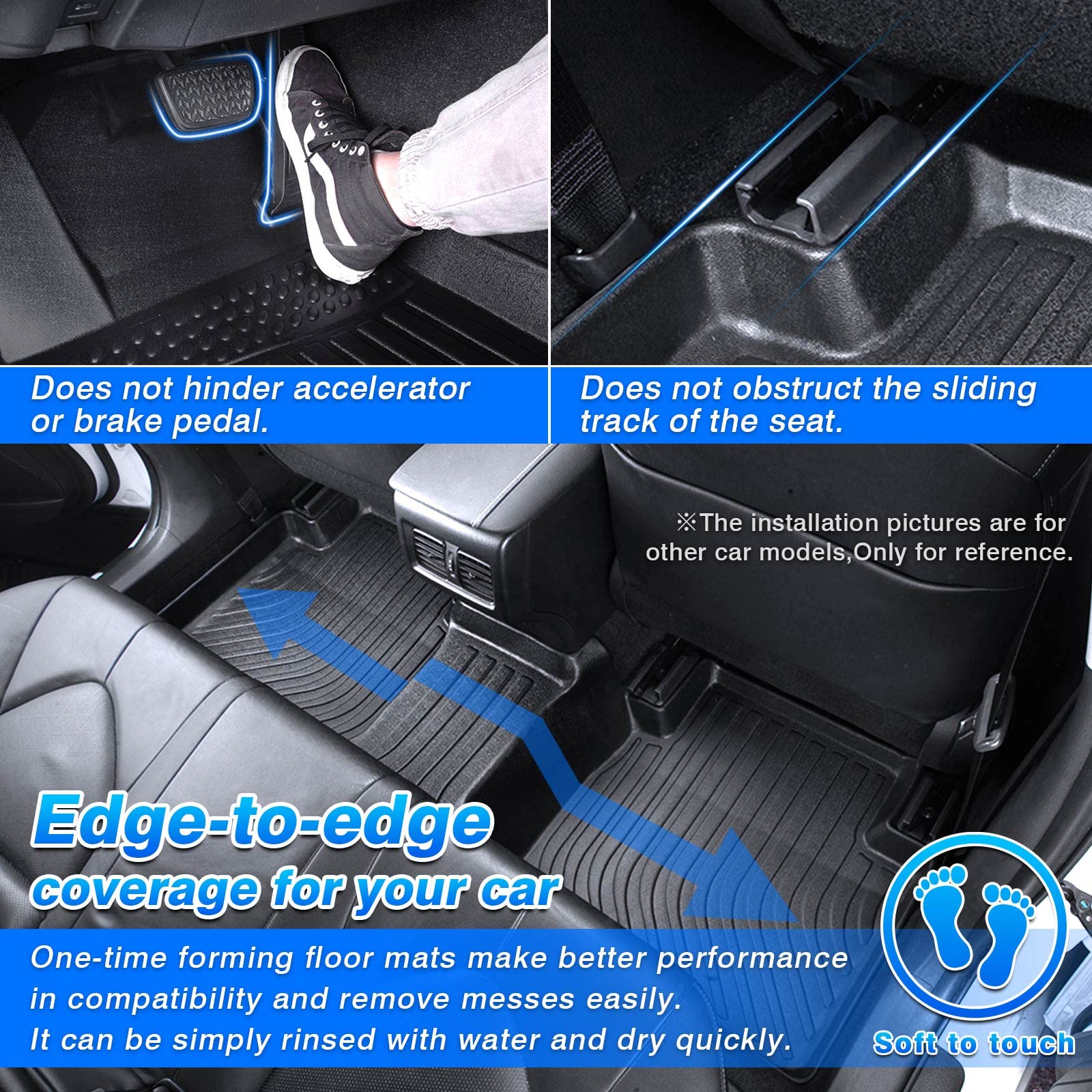 Cartist Custom Fit for Floor Mats 2017-2024 2025 Honda Ridgeline Crew Cab 2 Row All Weather Car Floor Liner TPE Odorless