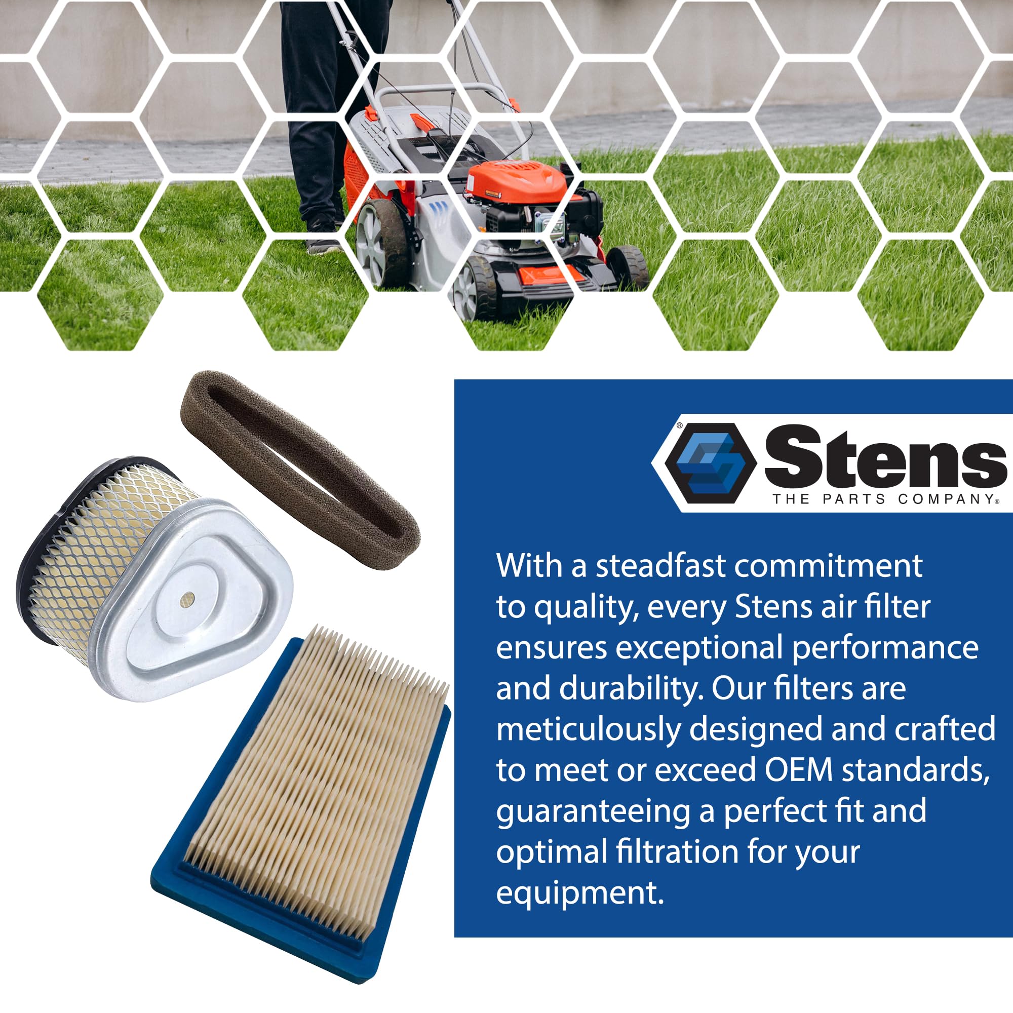 Stens Air Filter 102-442 Compatible with Kawasaki FR651V, FR691V, FR730V, FS481V-FS691V, FS730V and FX600V 11013-0726, 11013-075