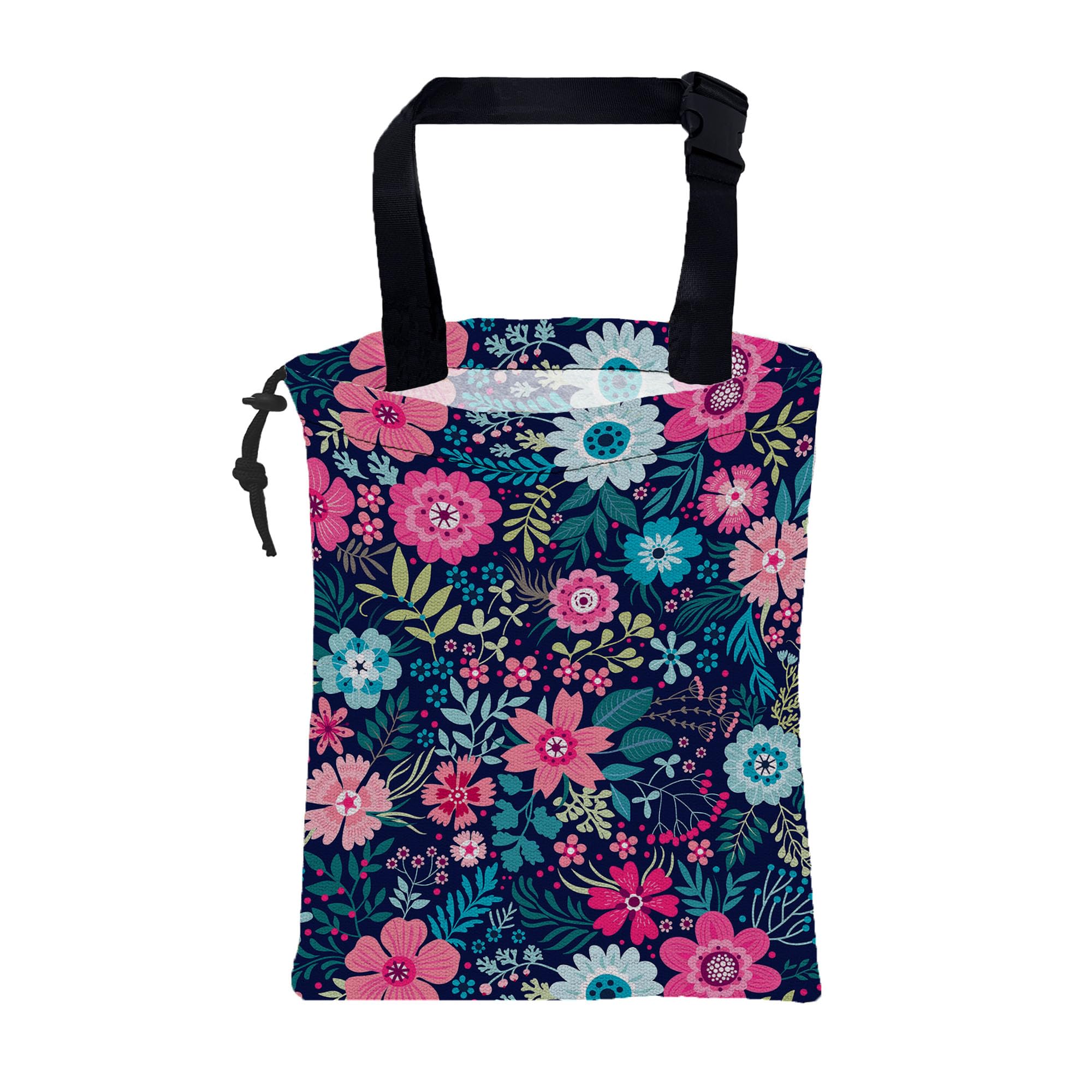 KXWQTRDD Car Garbage Bag Abstract Blue Pink Flowers Hanging Canvas Car Trash Bag Waterproof Drawstring Car Back Seat Organizer f