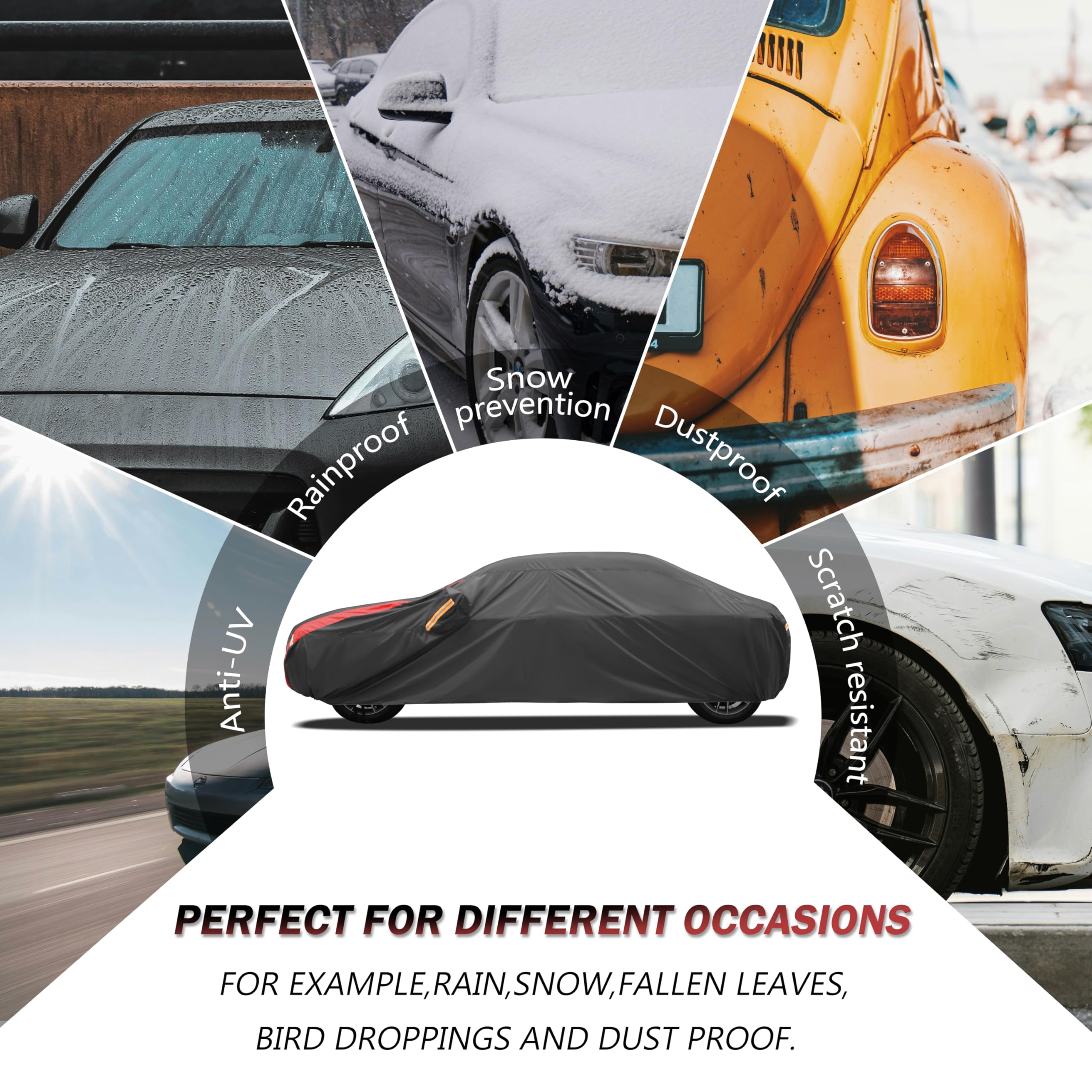 MBLCOOVERS Car Cover Waterproof All Weather for Automobiles (1 Sedan Car Cover, A4 Fit Sedan Length Up 186-193 inch)