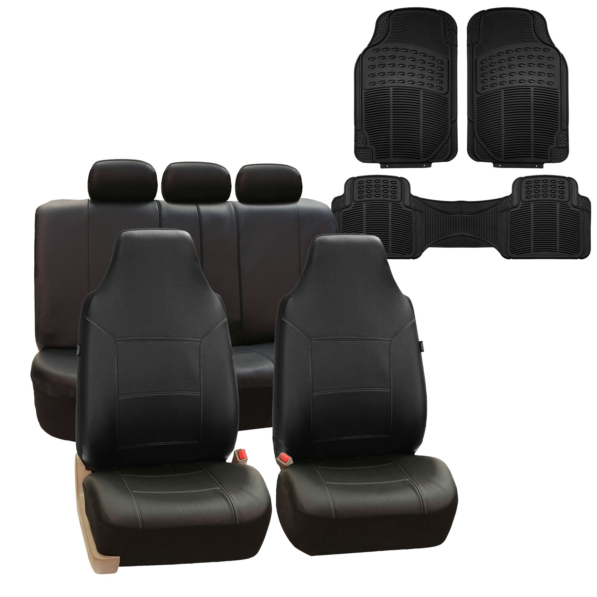 FH Group Car Seat Covers Full Set Royal Seat Cover-Universal Fit BLACK, Automotive Seat Covers, 1-Piece Front Seat Covers, Airba