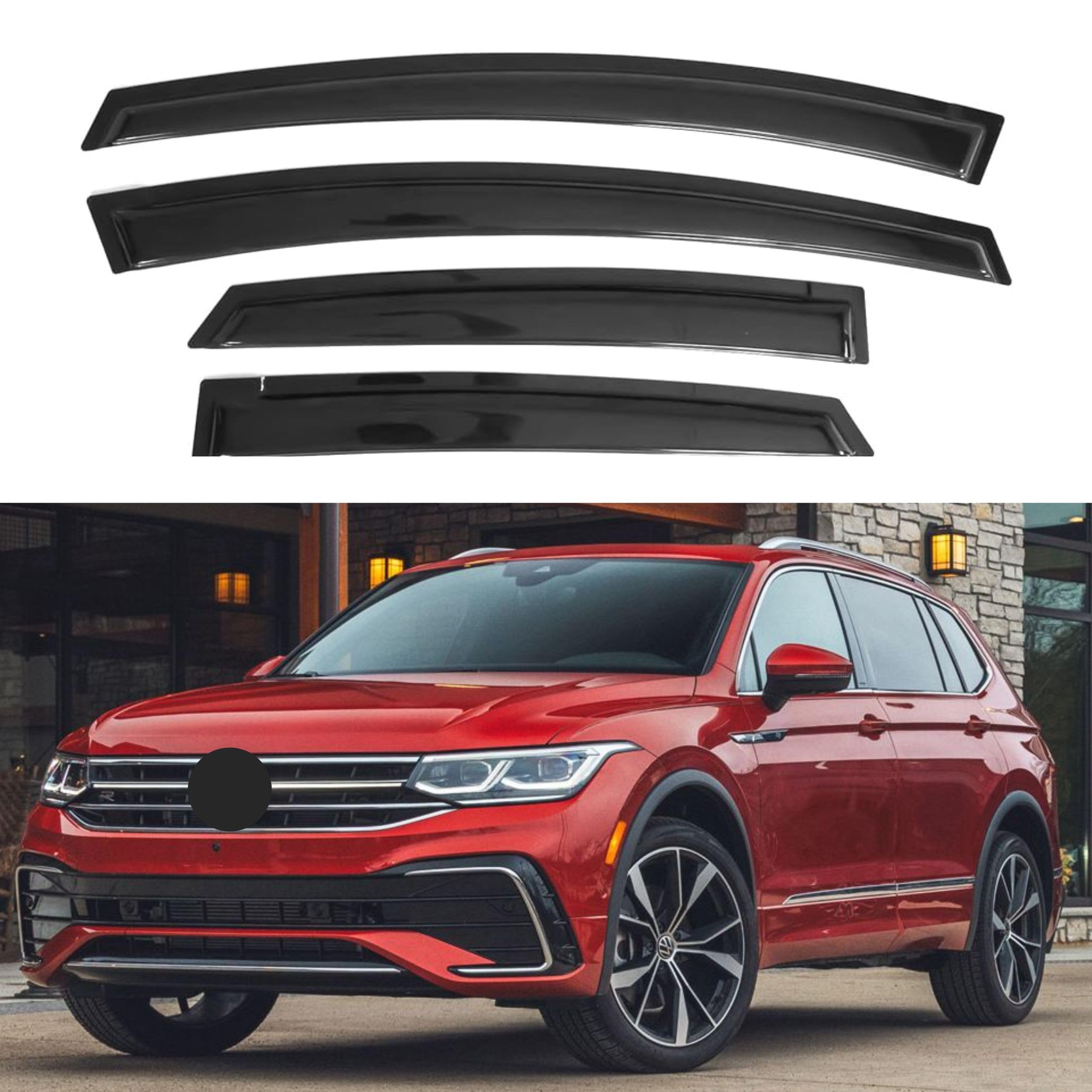 Ig Window Visor For Volkswagen (Vw) Tiguan 2018-2024, Rain Guard Tape-On Extra Durable Sun Wind Side Vent Window Deflector, 2018