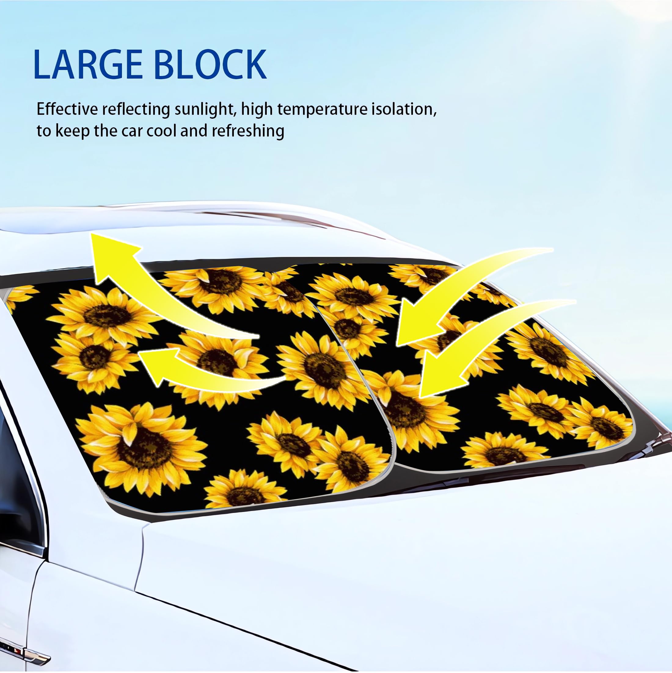 Huisefor Yellow Sunflower Car Windshield Sun Shade Universal Fit Car Front Window For Trucks Suv Van Sunshade Visor Auto Vehicle Shield Reflector Blocking Screen Cover Pack Of 2