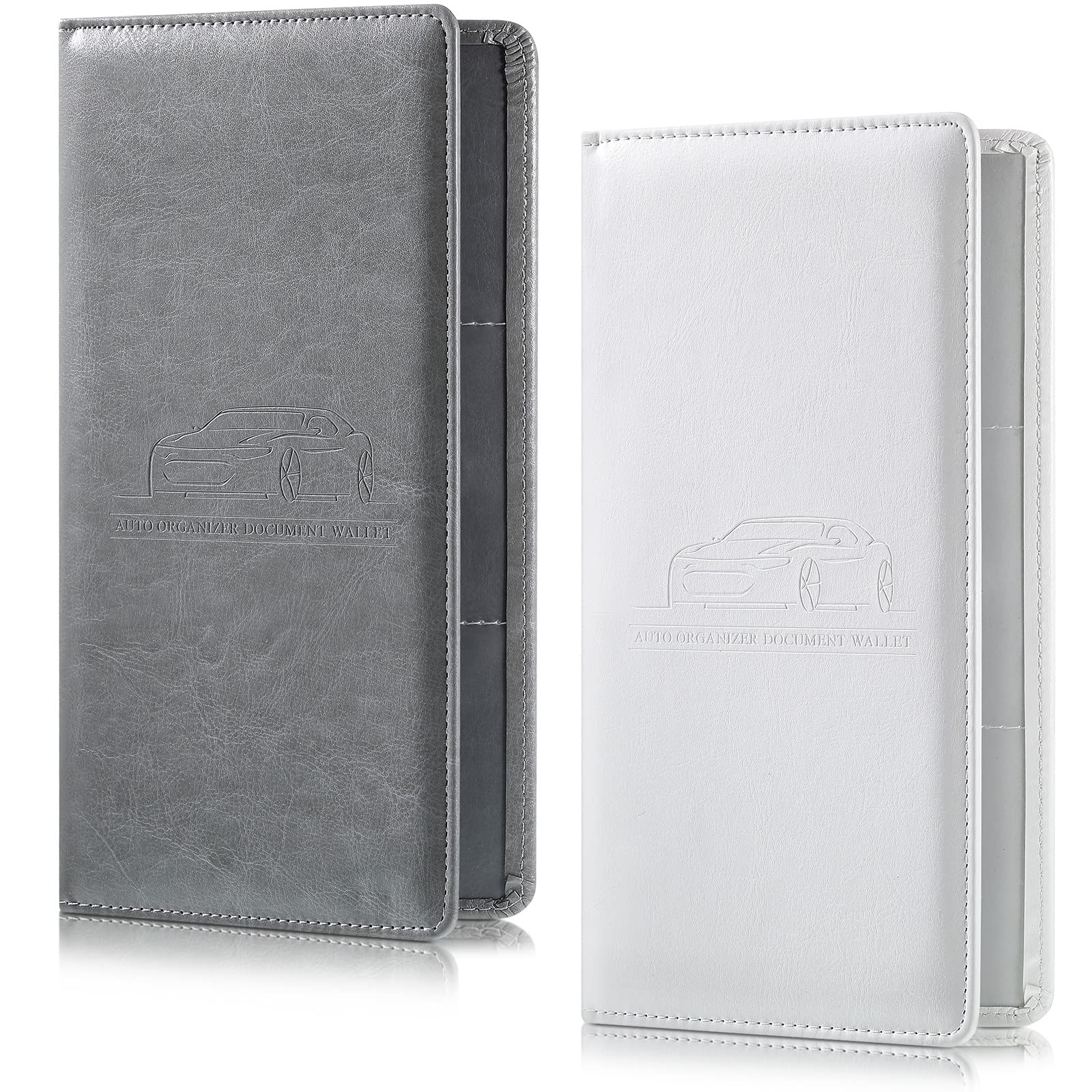 Frienda 2 Pcs Car Registration and Insurance Card Holder, PU Leather Auto Vehicle License Document Glove Box Organizer for Drive