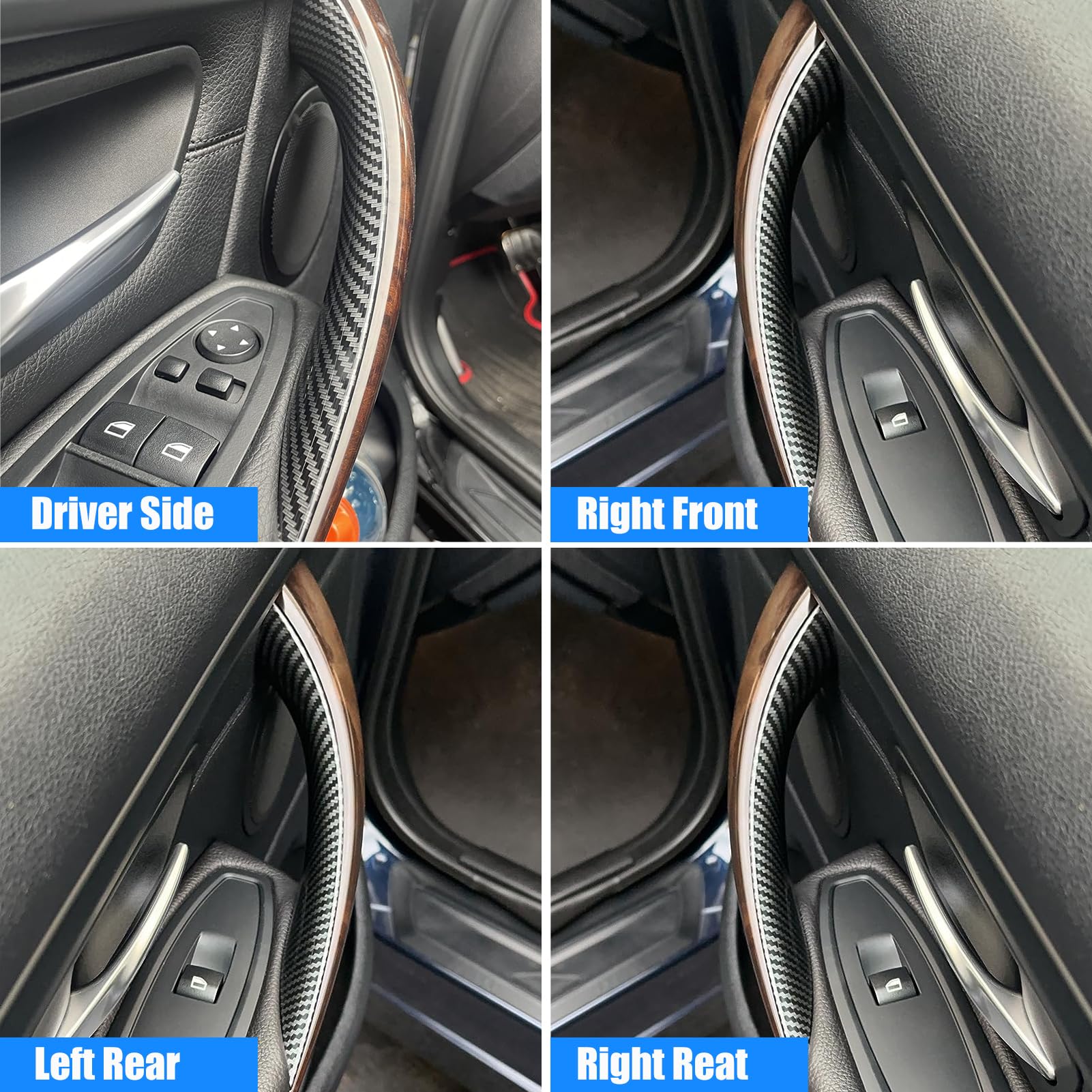 Jaronx BMW Door Handle Replacement Set - 4PCS ABS Carbon Fiber for 320i, 325i, 328i, 330i, 335i, 340i F30