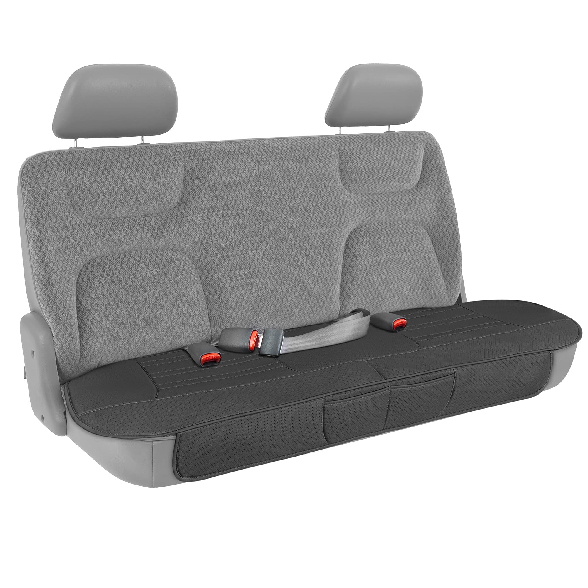 Motor Trend Full Set Faux Leather Black Seat Covers for Cars, Trucks, SUVs - Padded with Storage Pockets, Model MTSC-422
