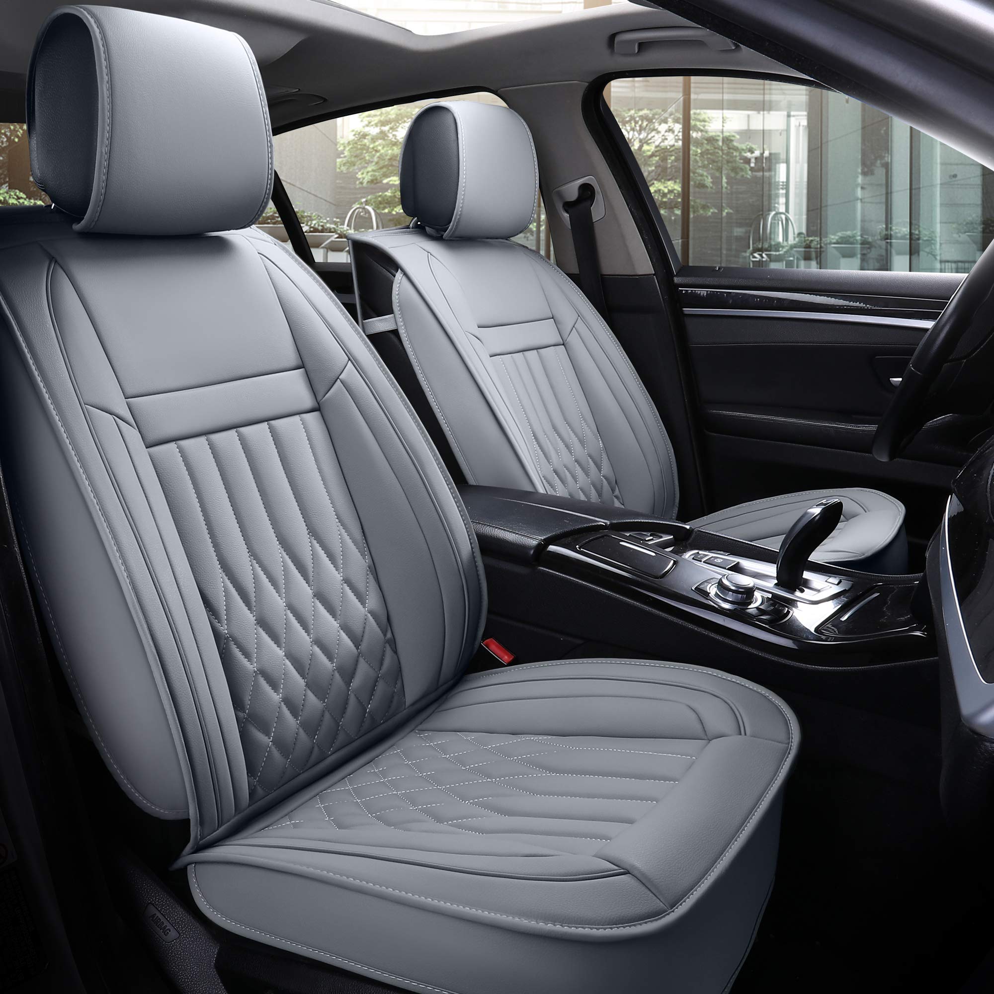 Aierxuan Car Seat Covers Full Set 5Pcs With Waterproof Leather,Airbag Compatible Automotive Vehicle Cushion Cover Universal Fit