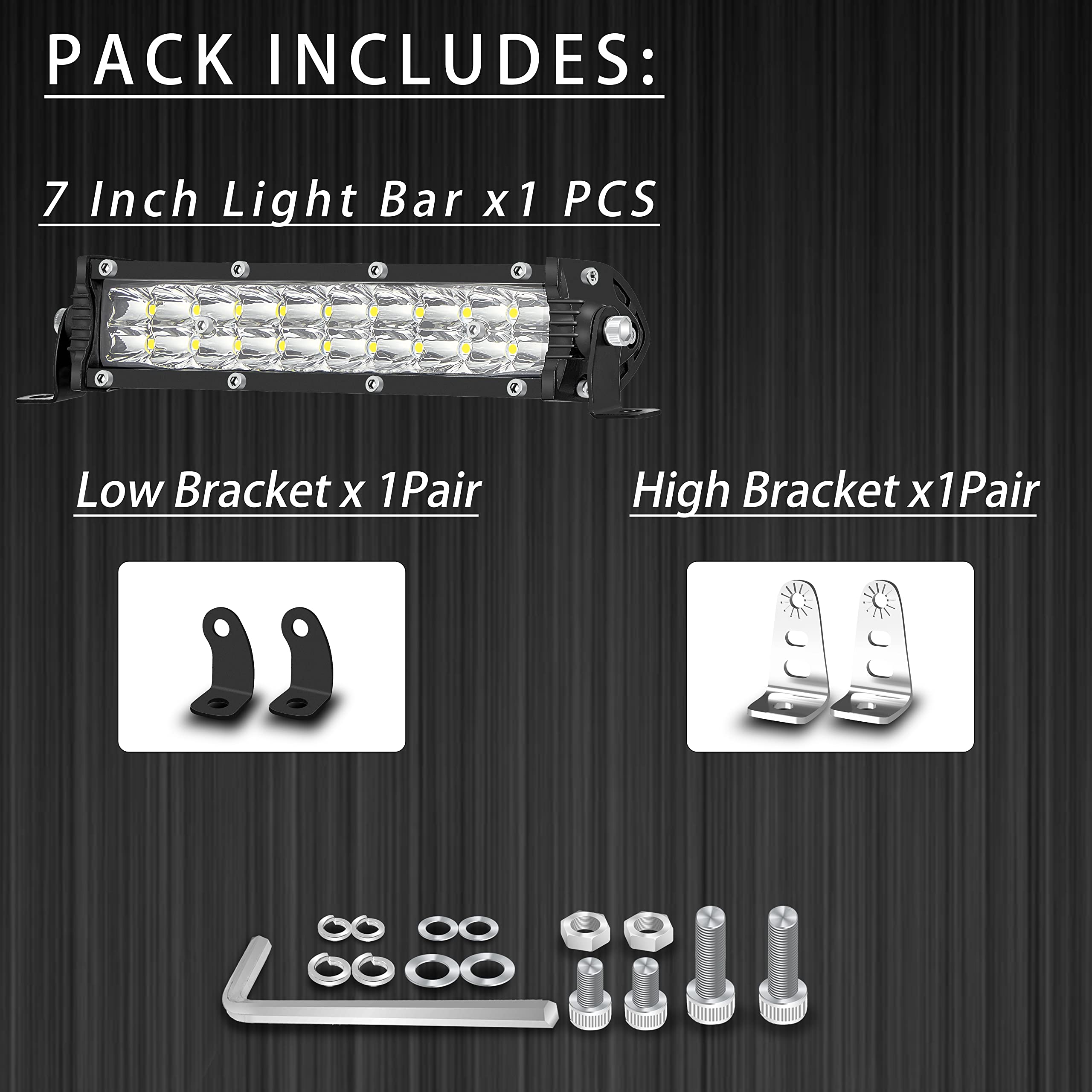 7 Inch Slim Led Light Bar For Truck Tractor, Small Led Pods Off Road Driving Auxiliary Fog Lights 60W 6000Lm, Waterproof Flood W