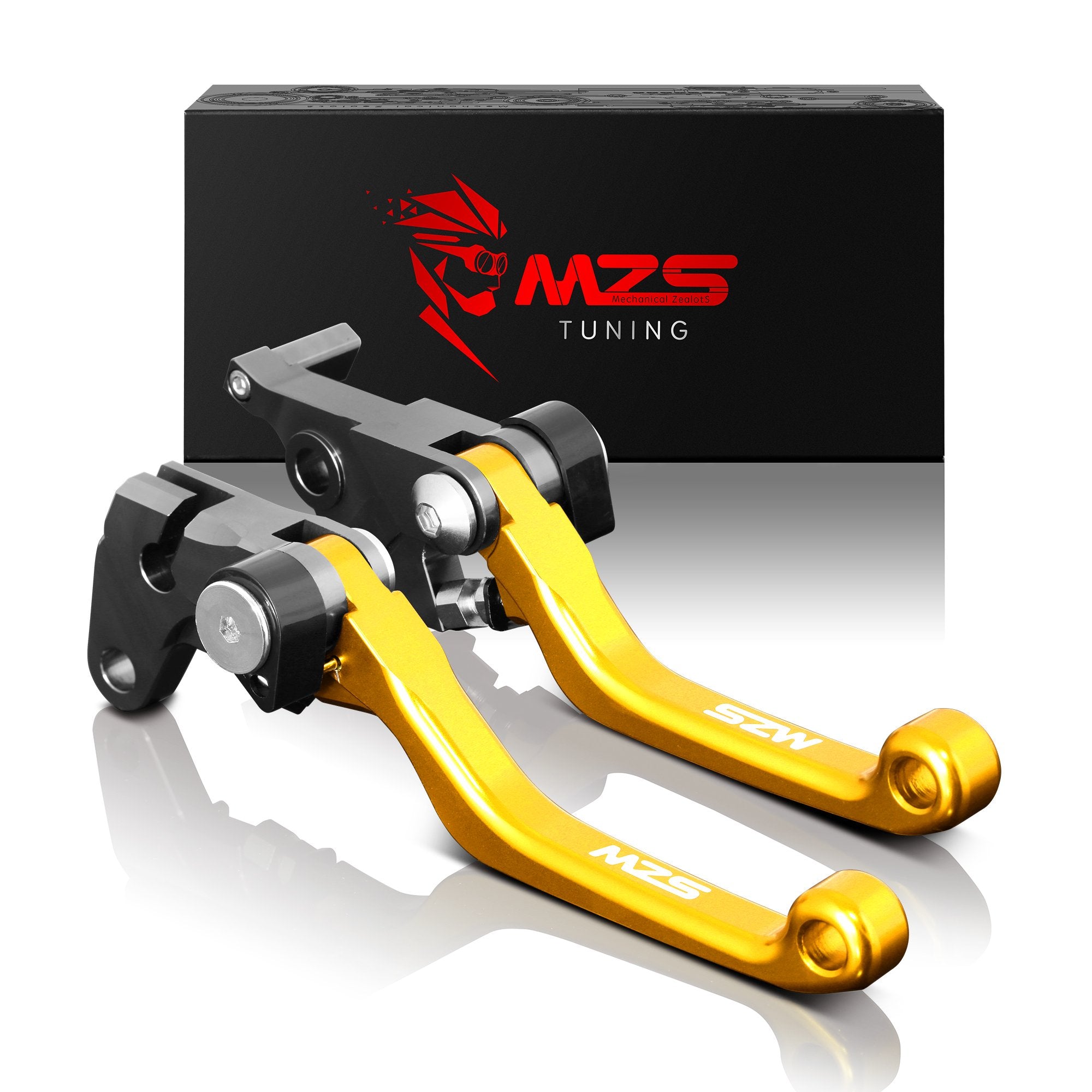Mzs Gold Dirt Bike Brake Clutch Levers Pivot Adjustable Cnc Compatible With Dr200S 2015-2019 | Dr250R 1996-2000 | Drz400 Drz400S Drz400Sm 2000-2021 | Djebel250Xc 1998-2007