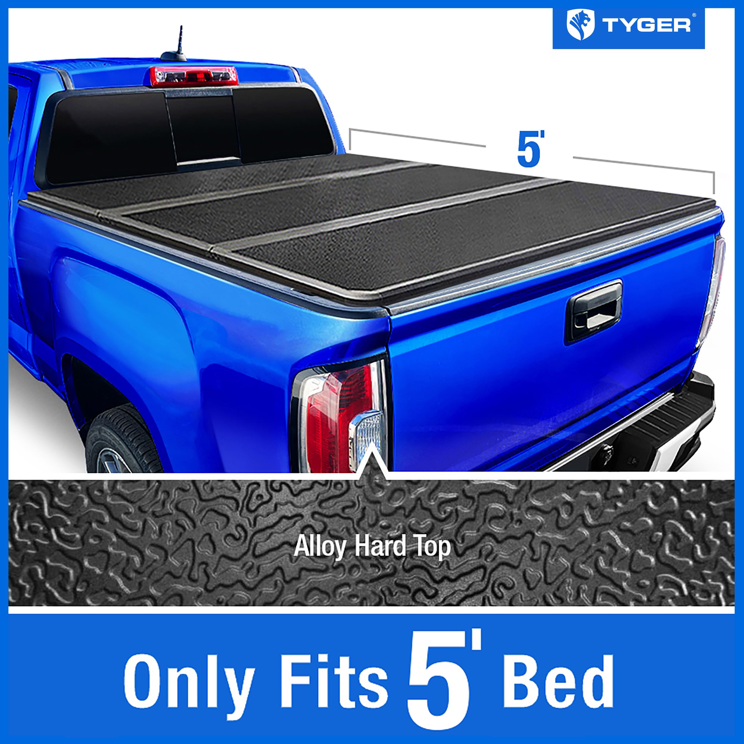 Tyger Auto T5 Alloy Hardtop Truck Bed Tonneau Cover Compatible With 2015-2022 Chevy Colorado / Gmc Canyon | Fleetside 5'2'' Bed