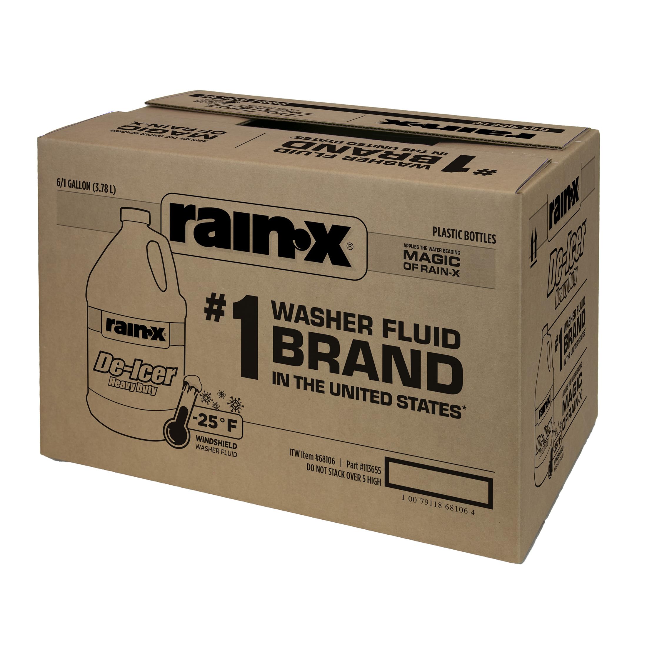 Rain-X -25F Heavy Duty De-Icer Windshield Washer Fluid - 1 Gallon (Pack Of 6)