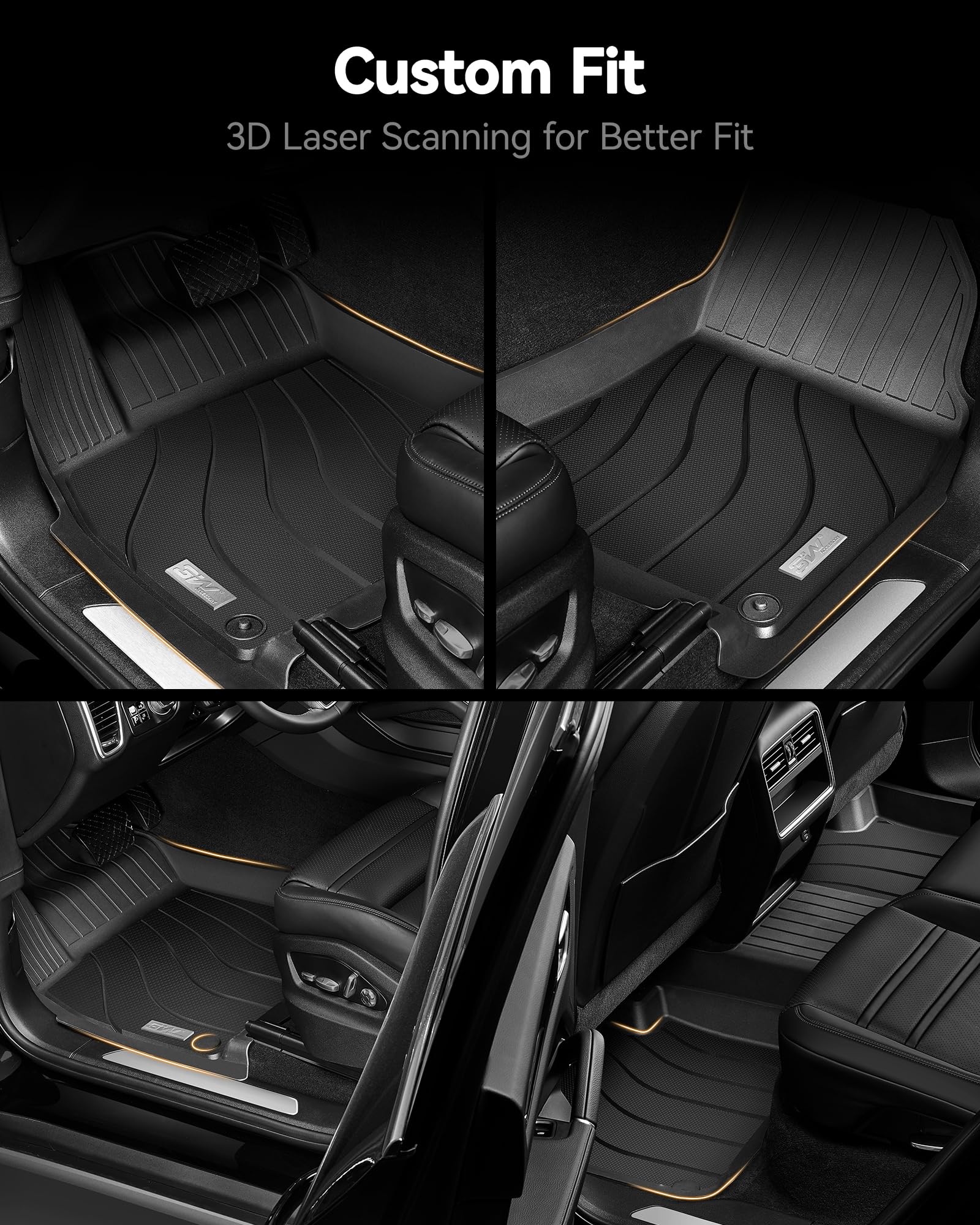 3W Floor Mats &Cargo Liner For Porsche Cayenne 2019-2024 2025, Tpe All Weather Custom Fit Floor Liner For Porsche Cayenne Full S