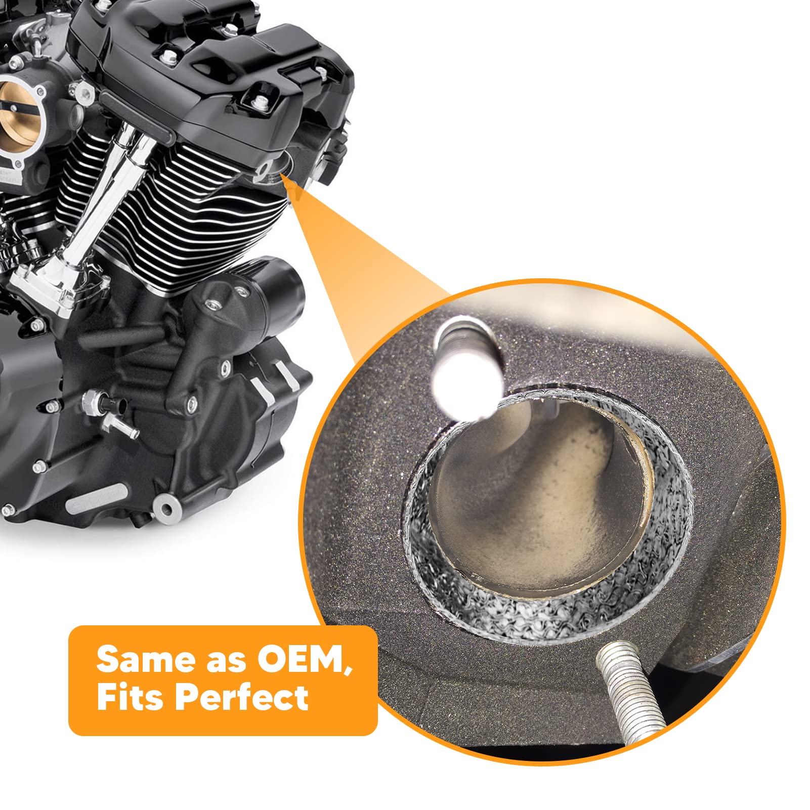 Mofun Exhaust Gasket Compatible with 1984-2024 Harley Big Twin and Sportster Models,Dyna,Touring,Softail,etc,1 Pair 2pcs,Made of