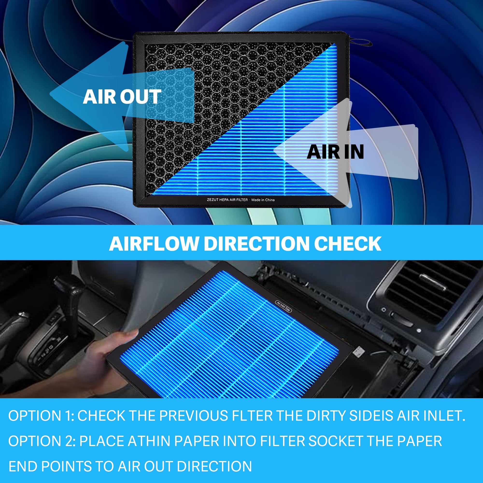 ZEZUT HEPA cabin air filter With Activated Carbon, fit Ford Expedition, F-150, F-250, F-350, F-450, F-550 Super Duty; Lincoln Na