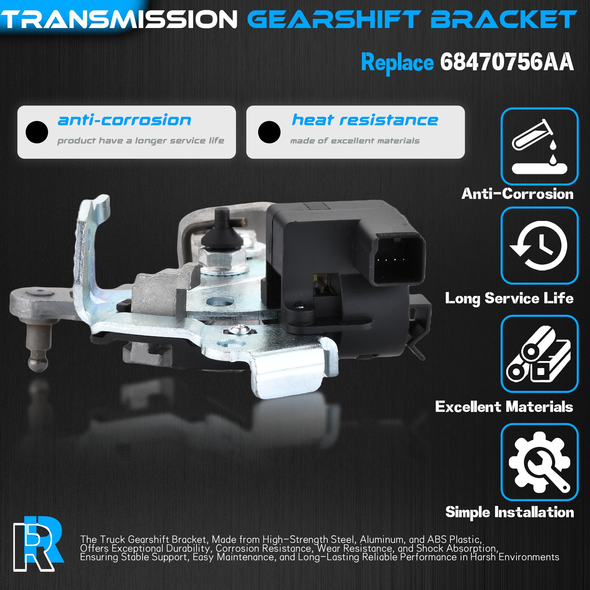 RHAOCZIYAUTO Steering Column Gear Shift Bracket Sensor, ABS Plastic/Aluminum, Silver, Model 68470756AA, Compatible with 2009-2021 Dodge Ram