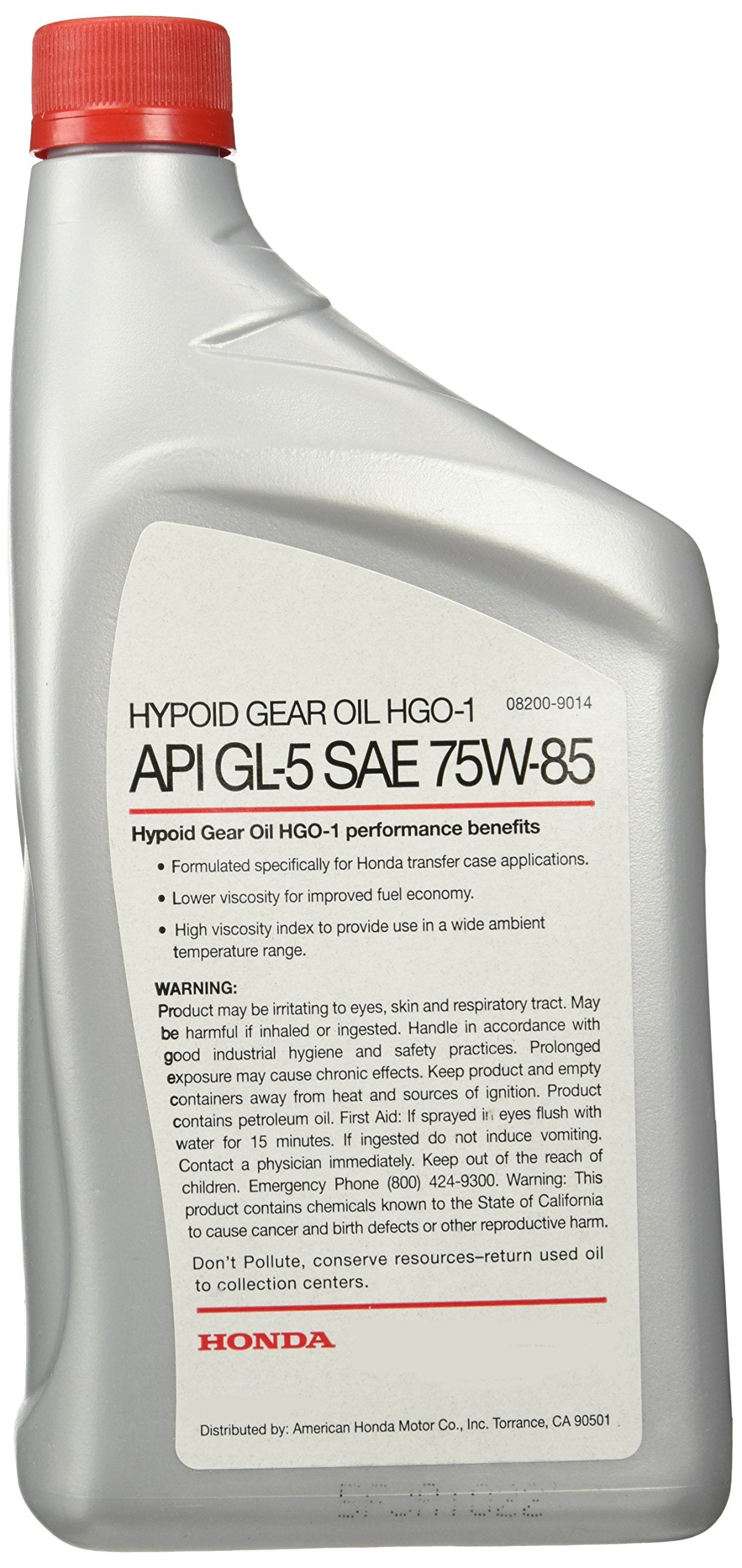Genuine Honda Hypoid Gear Oil HGO-1 GL-5 75W-85 - Model 08200-9014