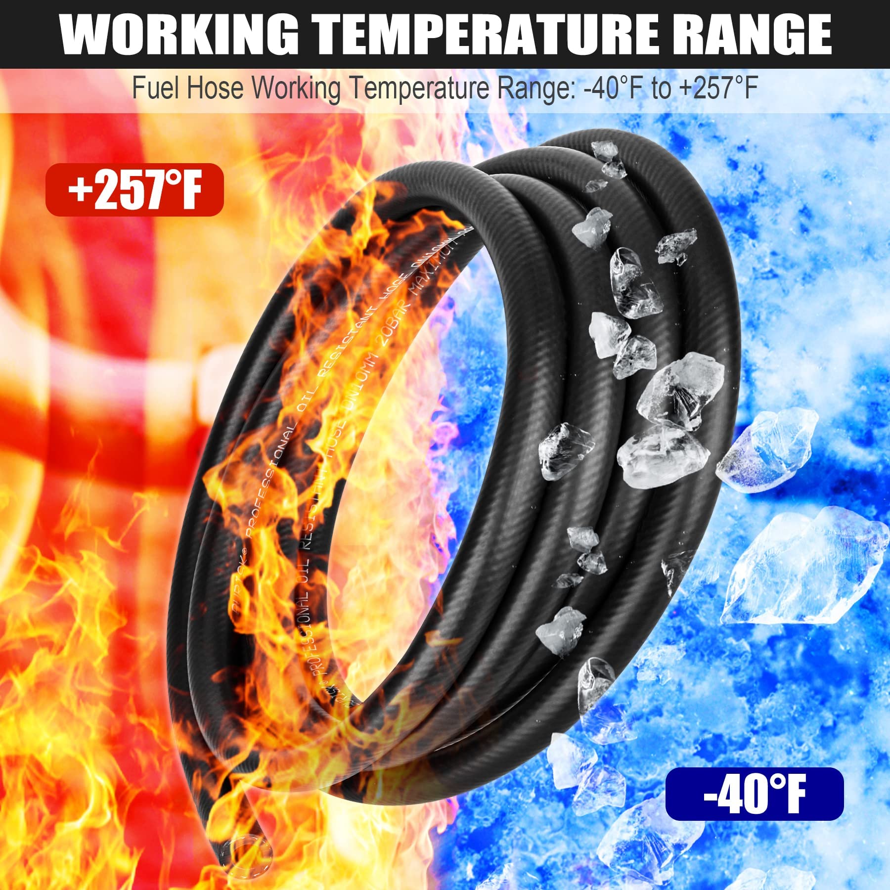 3/16 Inch (5Mm) Id Fuel Line Hose 10Ft Nbr Rubber Push Lock Hose High Pressure 300Psi For Automotive Fuel Systems Engines