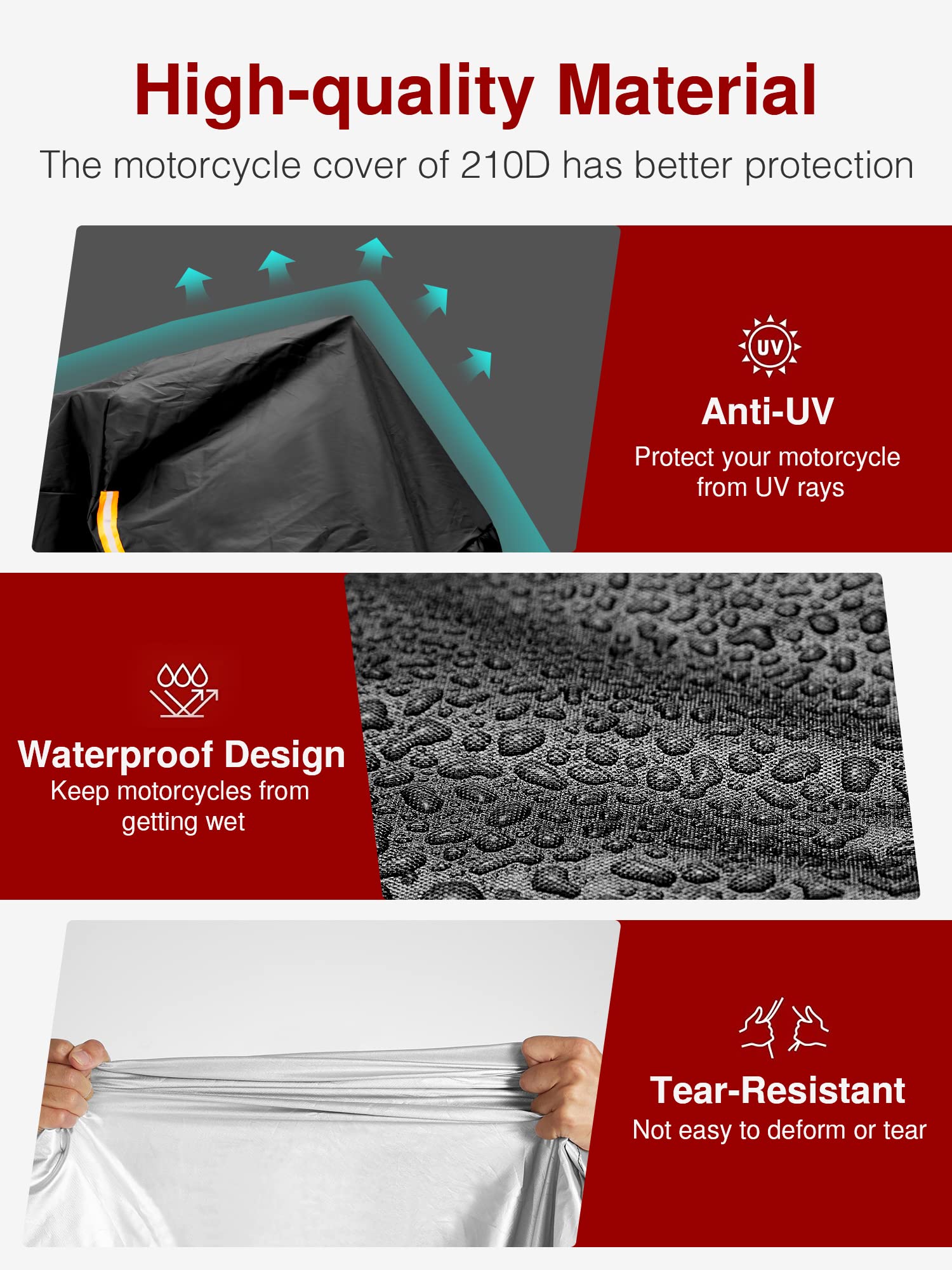 Puroma Motorcycle Cover, 97'' Xx-Large Heavy Duty Motorcycle Cover Waterproof Outdoor Indoor Scooter Shelter Protection With 4 R