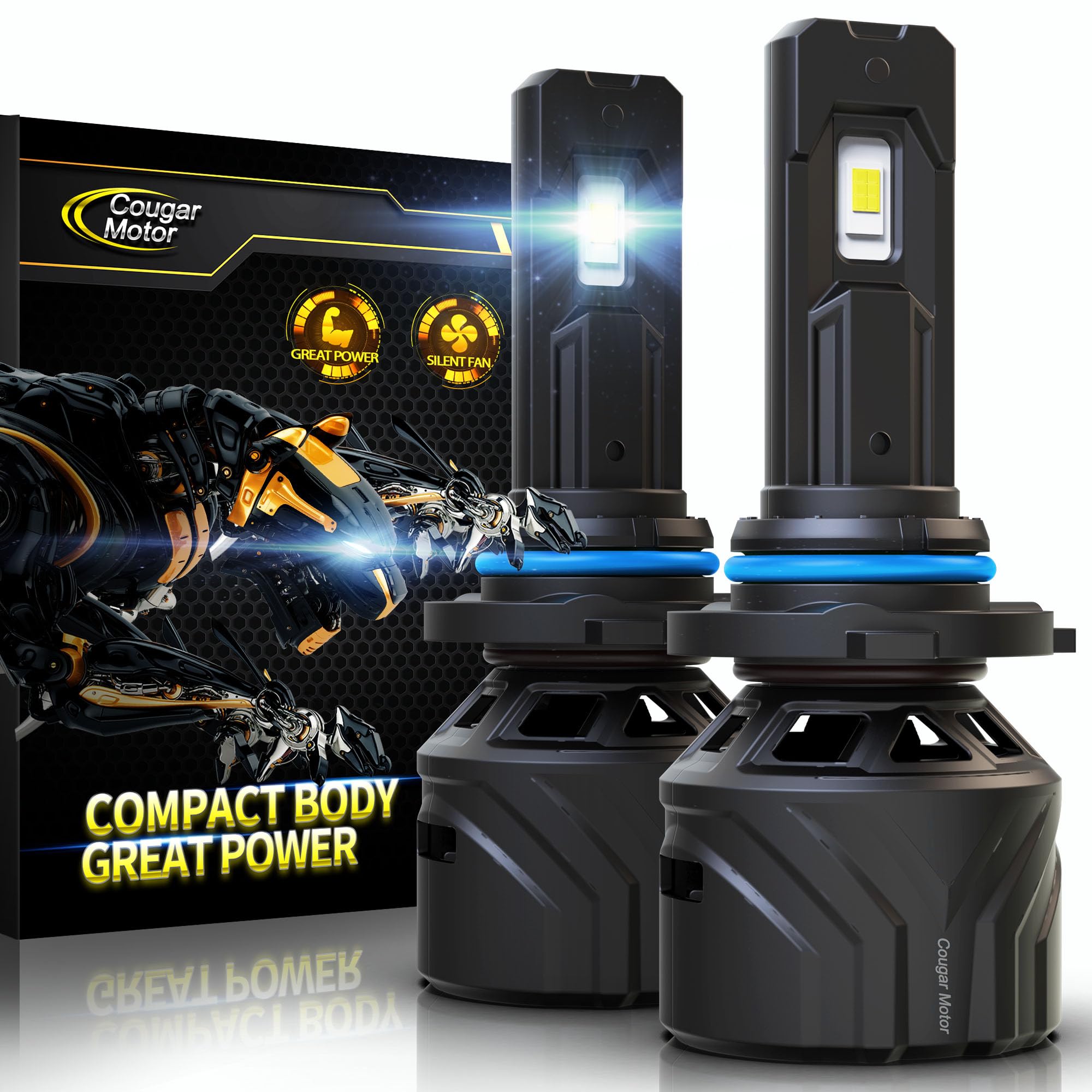 Cougar Motor 9006 Bulbs, Hb4 Fog Lights 6500K White Non-Polarity 9006 Fog Bulb Or Off-Road Use Plug And Play - Pack Of 2