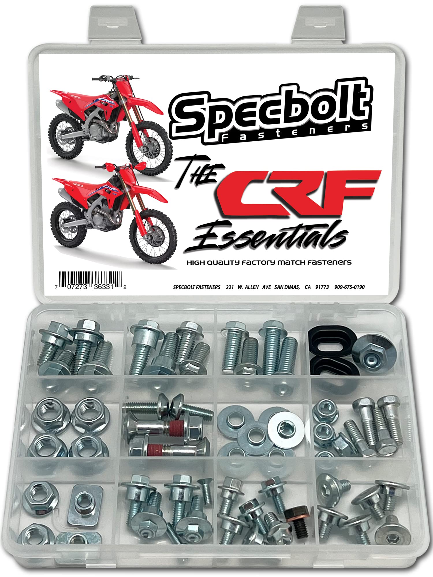 Specbolt CRF Essentials Track & Trail Bolt Kit Fits: All Honda CRF150R CRF250R CRF450R Kick Start Seat Subframe Fenders Brake Ro