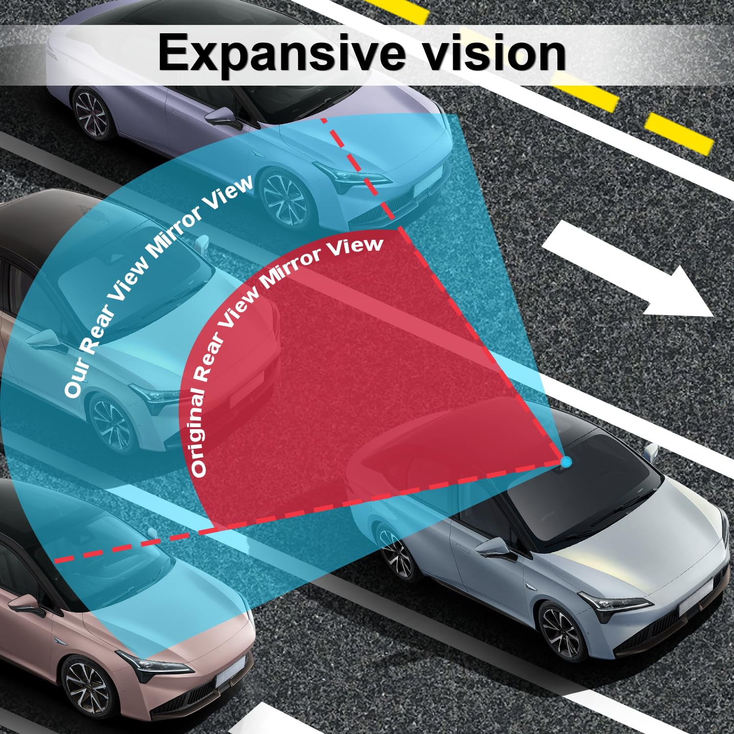 Livtee Panoramic Rear View Mirror 11.2''(285Mm), Wide Angle Convex Curve Interior Rearview Mirror Clip On Original Mirror To Eli