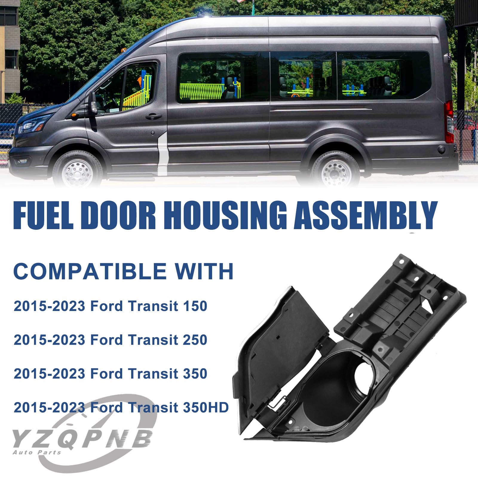 YZQPNB Fuel Filler Door Housing Pocket Hinge w/White Cover Compatible with 2015-2023 Ford Transit Van 150 250 350 Gasoline Engin