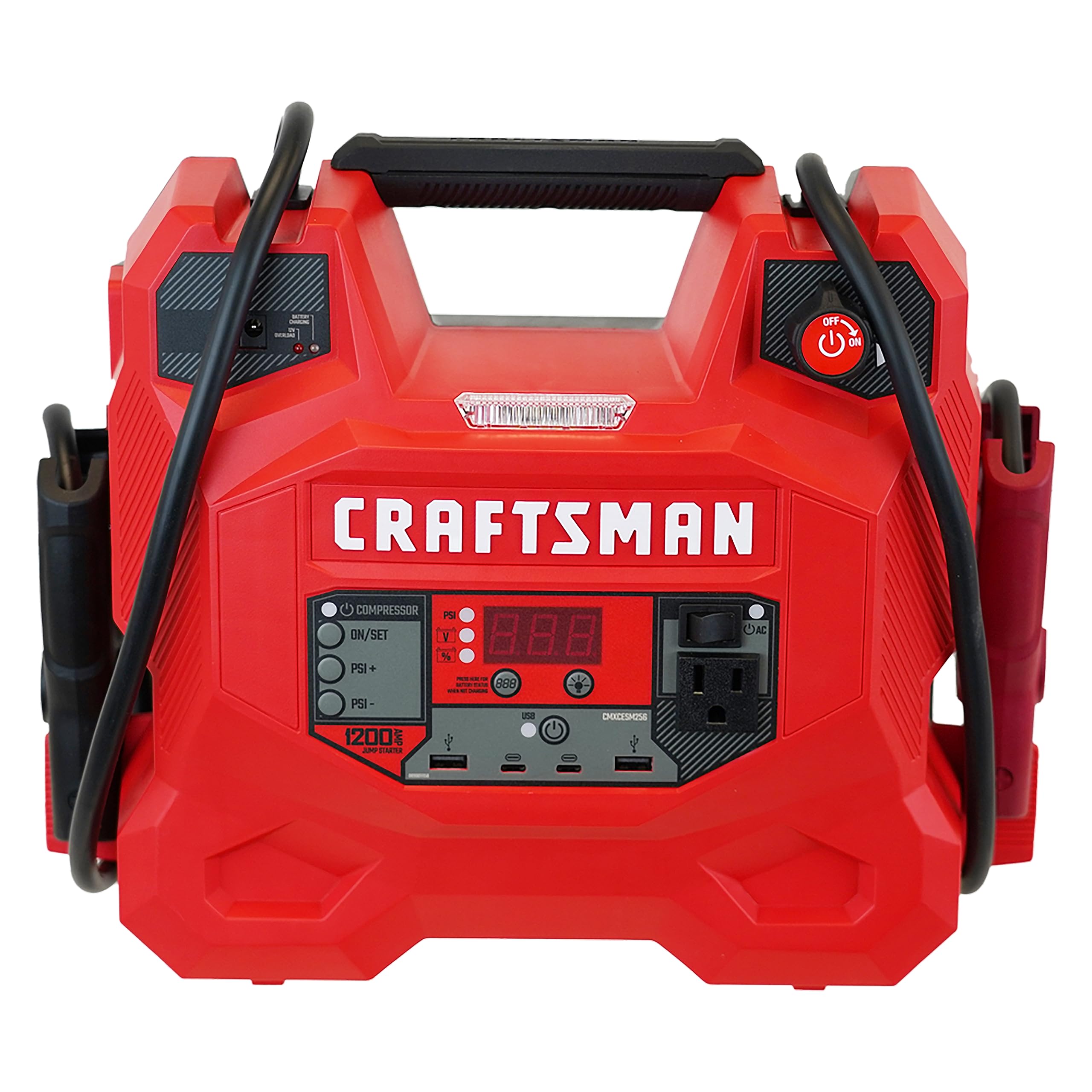 CRAFTSMAN Jump Starter and Portable Power Station, 100-PSI Air Compressor, CMXCESM256, 5-in-1, 1200 Amps, 12 Volt, 200 Continuou