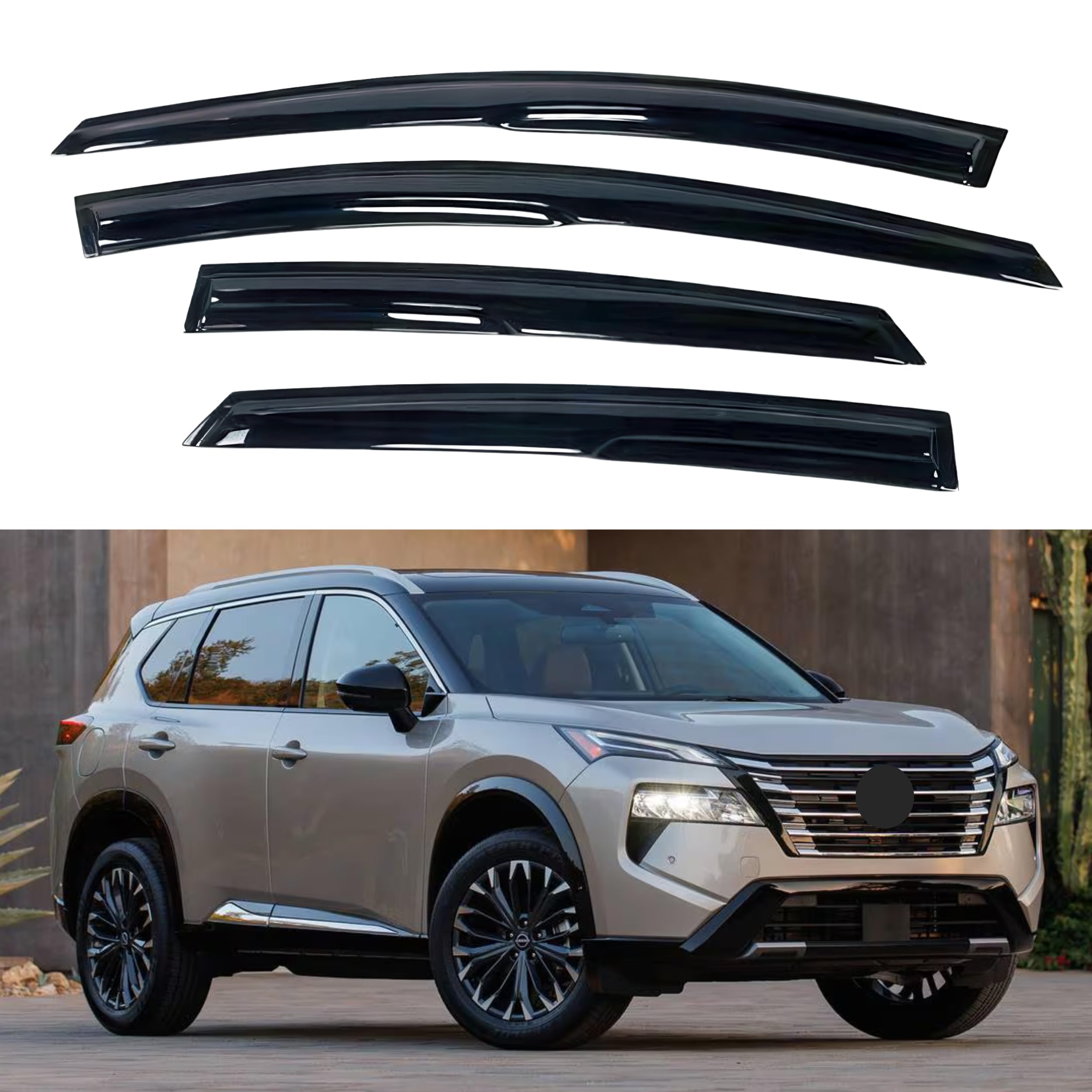 Ig Window Visor For Nissan Rogue 2021-2024, Rain Guard Tape-On Extra Durable Sun Wind Side Vent Window Deflector Mugen Style, 20