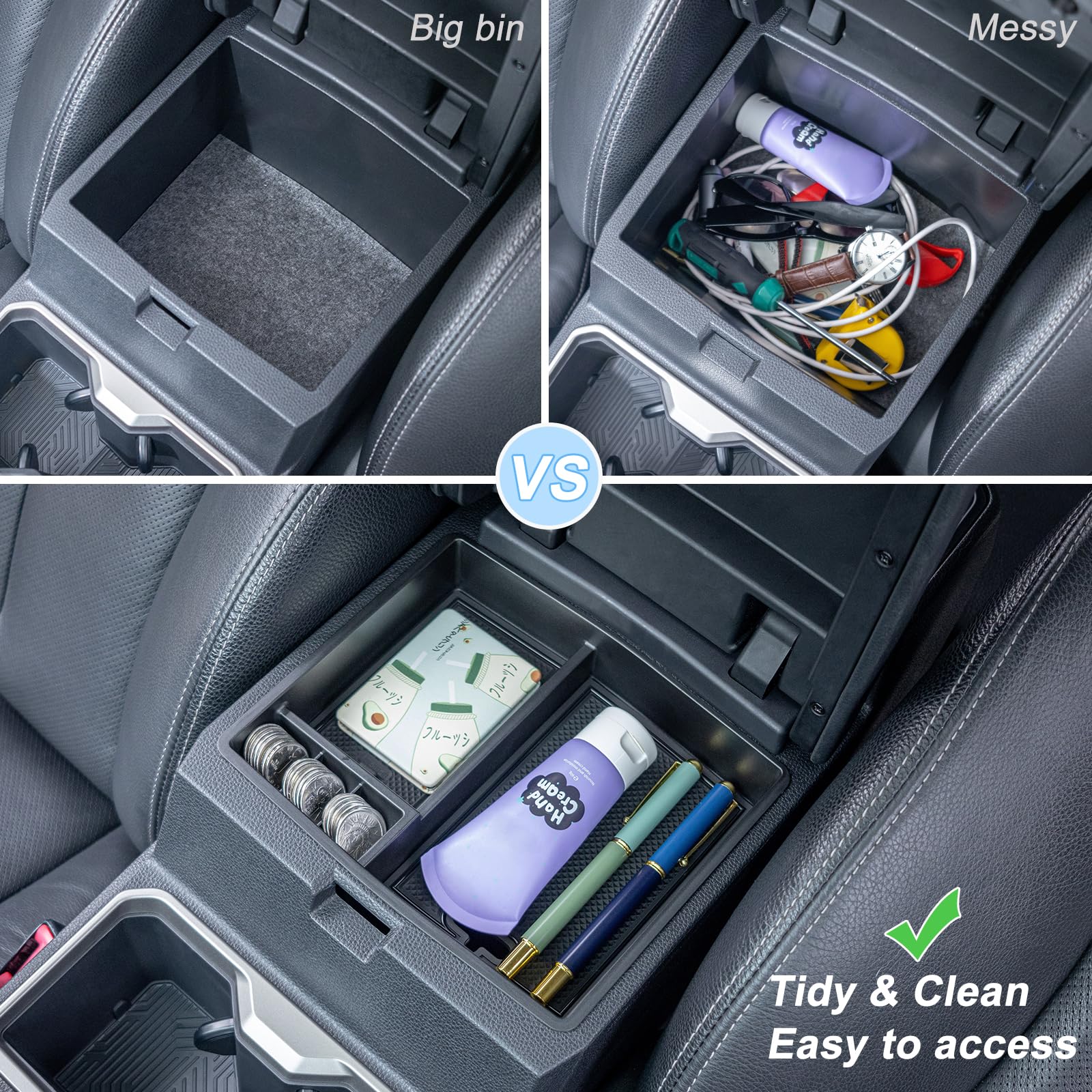 JKCOVER Center Console Organizer for 2024+ Toyota Tacoma - 2PCS Tray and Divider Storage Accessories, Model JC-TA-094