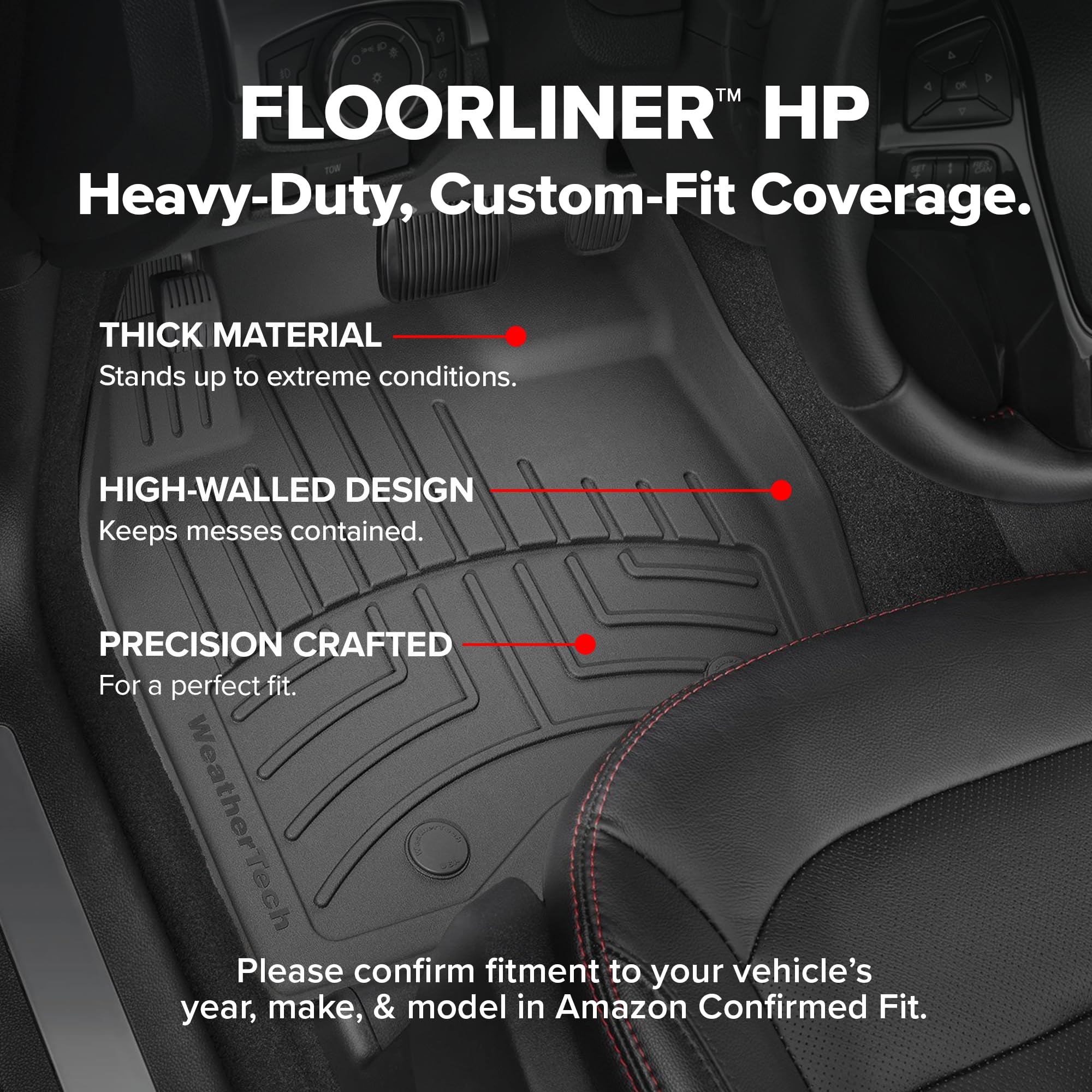 WeatherTech FloorLiner HP Custom Fit Floor Mats for Escalade, Escalade EXT, Avalanche, Silverado, Silverado 1500-1st Row (440661