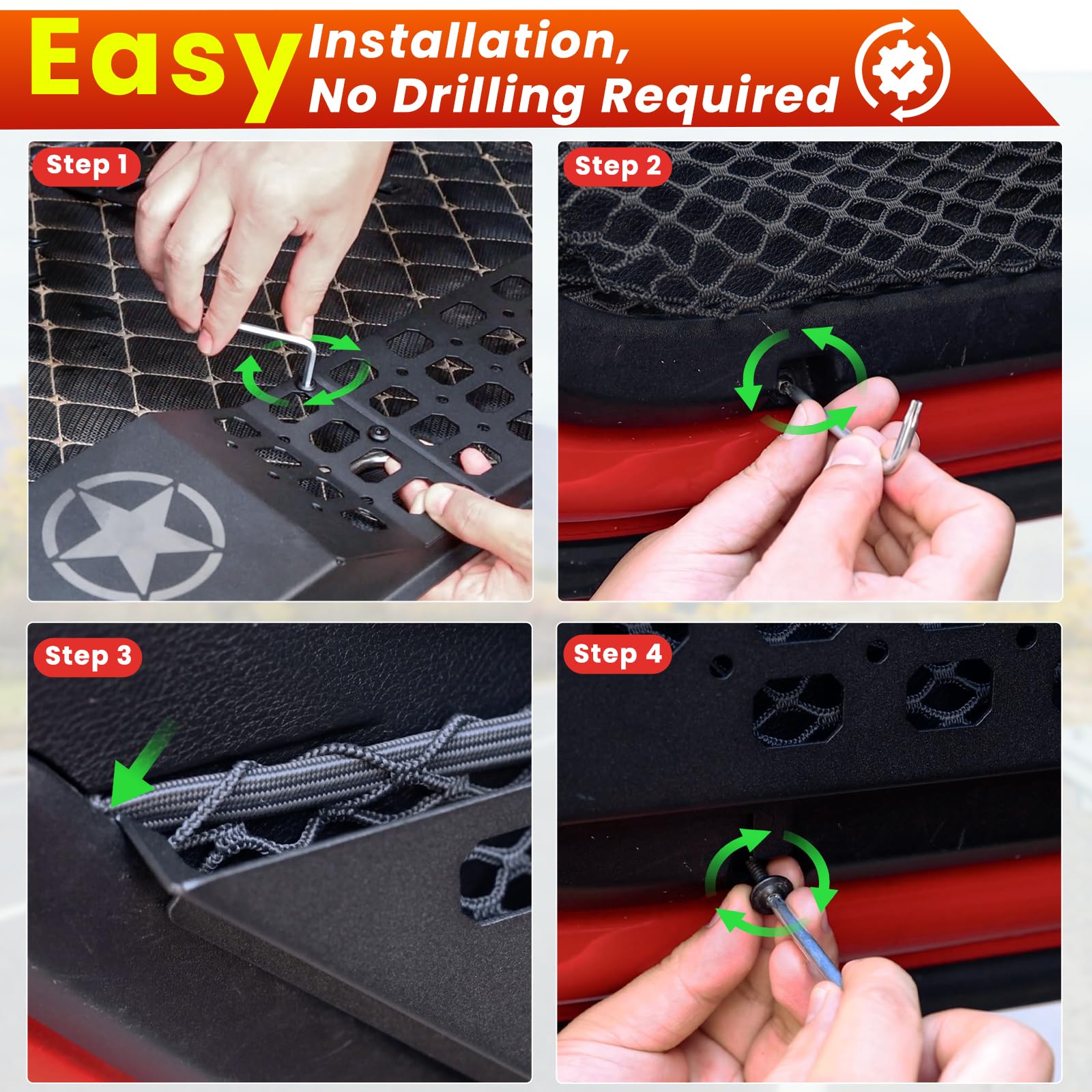 Metal Front Door Storage Box Pockets Fit for Jeep Wrangler,Door Side Insert Organizer for Jeep Wrangler JL JLU 4XE 2018-2025 & G