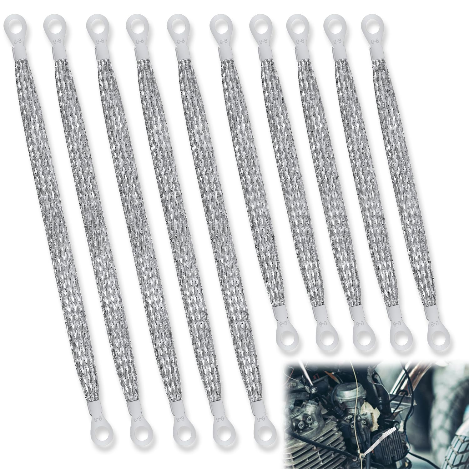 10pcs Universal Automotive Ground Straps, 10/12 inch Engine Ground Strap Kit Braided Copper Ground Straps Automotive Ground Stra