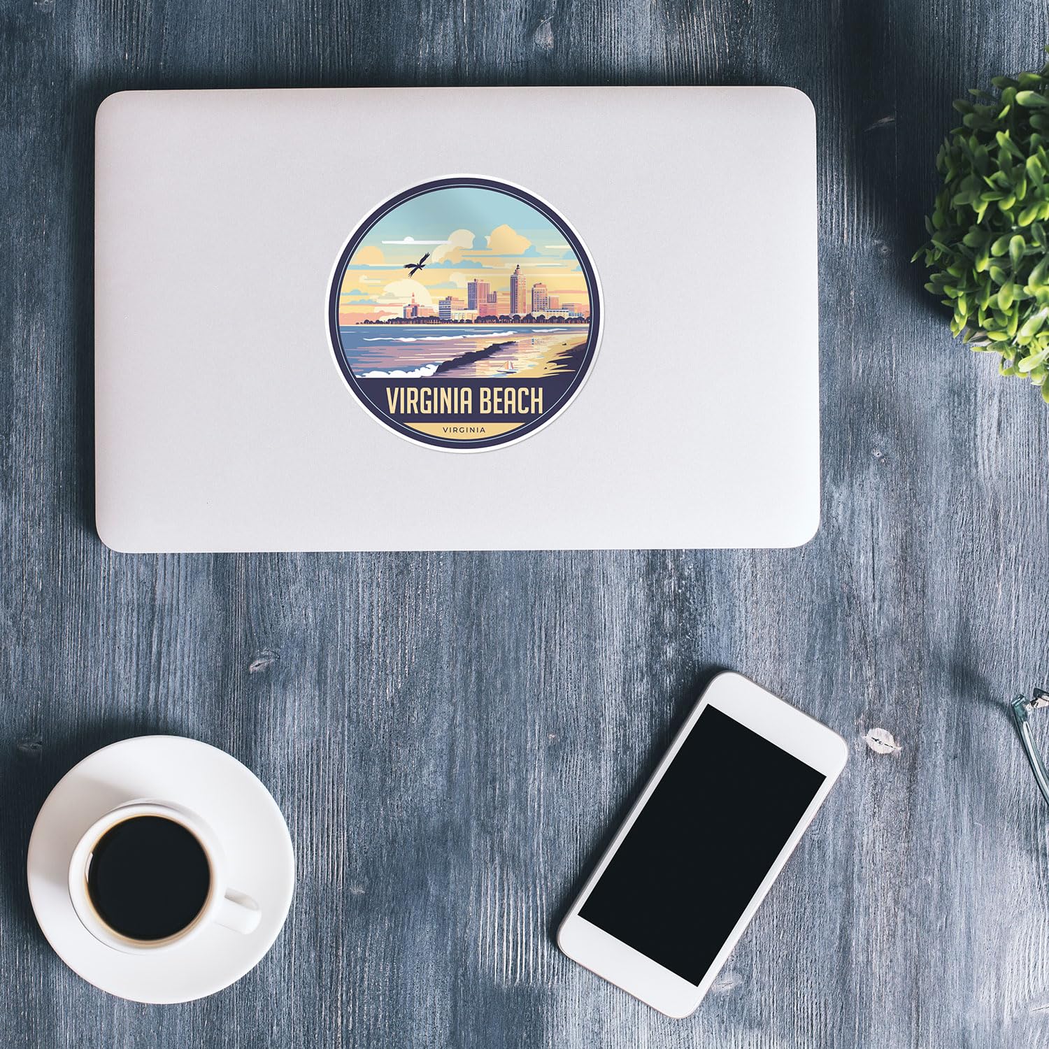 Virginia Beach City Sticker - Waterproof Vinyl Decal for Car Bumper, Laptop, Water Bottle, Wall, and Window, Size - 5'' Longer S