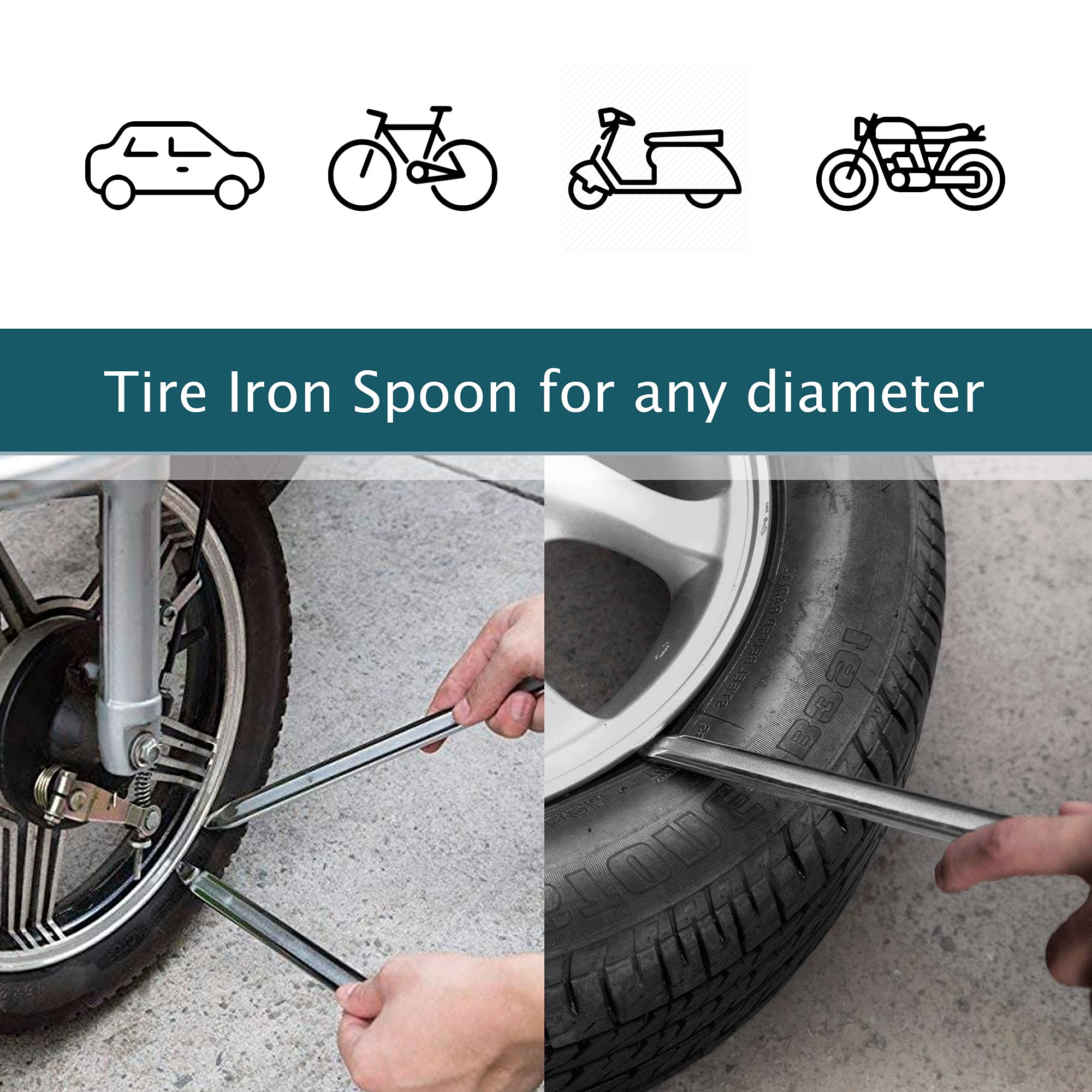 Kt Deals Tire Iron Spoons Changing Tire Lever Bar Set Repair Tool Kit Tyre Changer Remover Heavy Duty Metal Steel For Motorcycle
