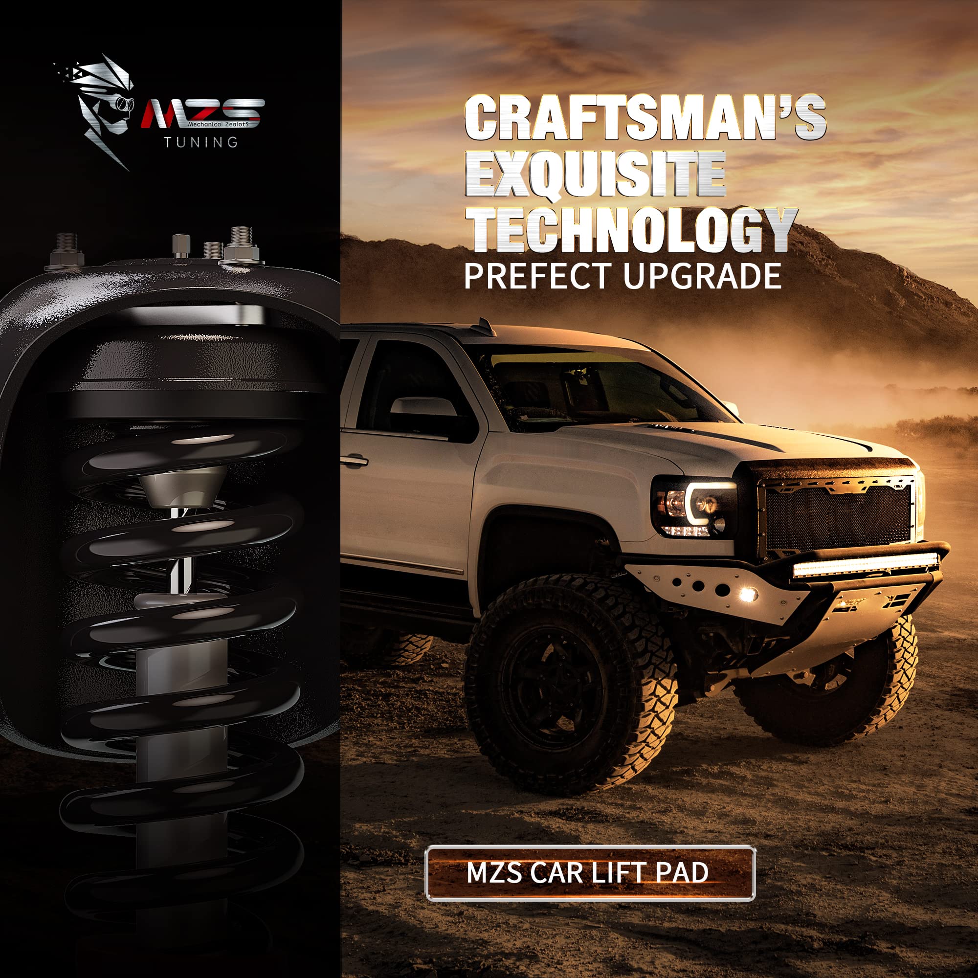 MZS 1/2" Front Leveling Kit Lift Strut Spacers for 2007-2025 Tahoe, Silverado, Sierra - Aluminum, Compatible with 2WD/4WD