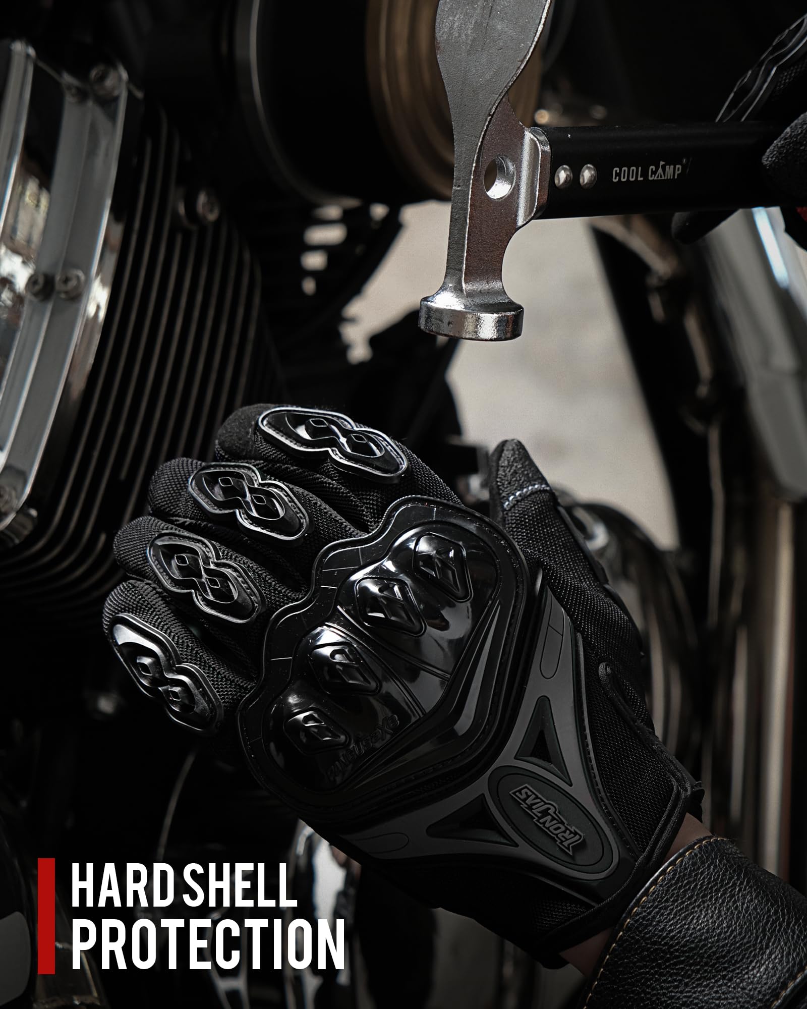 Iron Jia'S Motorcycle Gloves Full Finger Durable For Road Racing Bike Summer Spring Powersports Support Touch Screen Black-Xl
