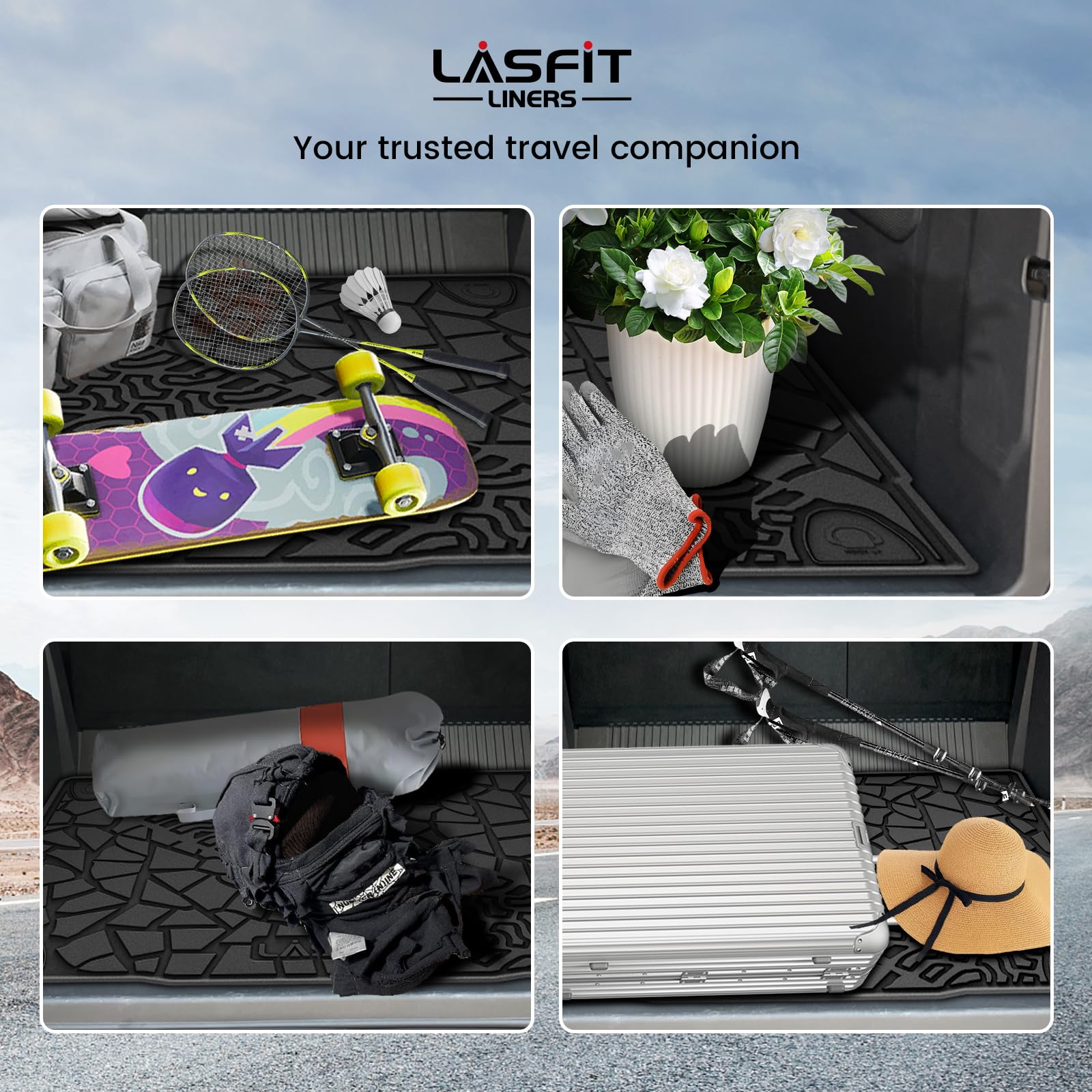 Lasfit Cargo Liner For Ford Bronco 4-Door 2025 2024 2023 2022 2021(Fit For 4-Door Only, Not Fit Sport) All Weather Custom Fit Tp