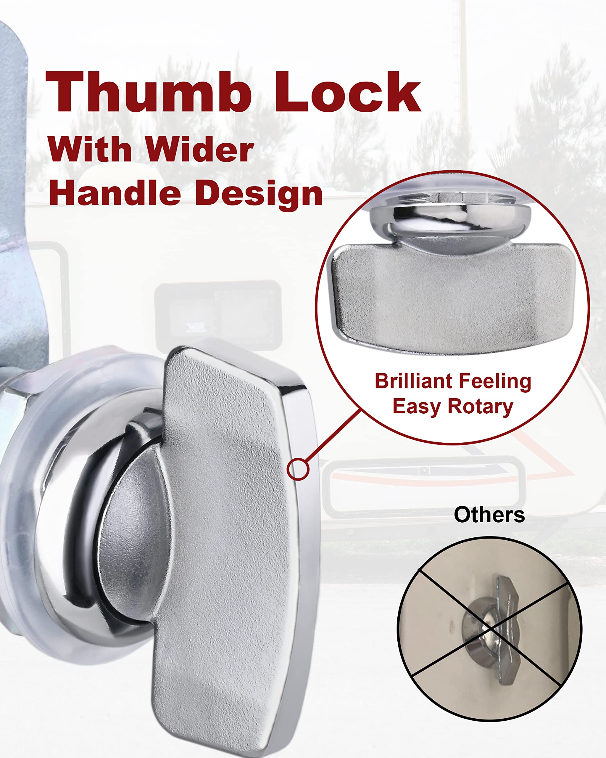 Naissian Rv Thumb Cam Lock,Keyless Thumb Twist Operated, For Boat, Rv Storage Compartment Baggage Door, Outdoor Shower Lock Latc