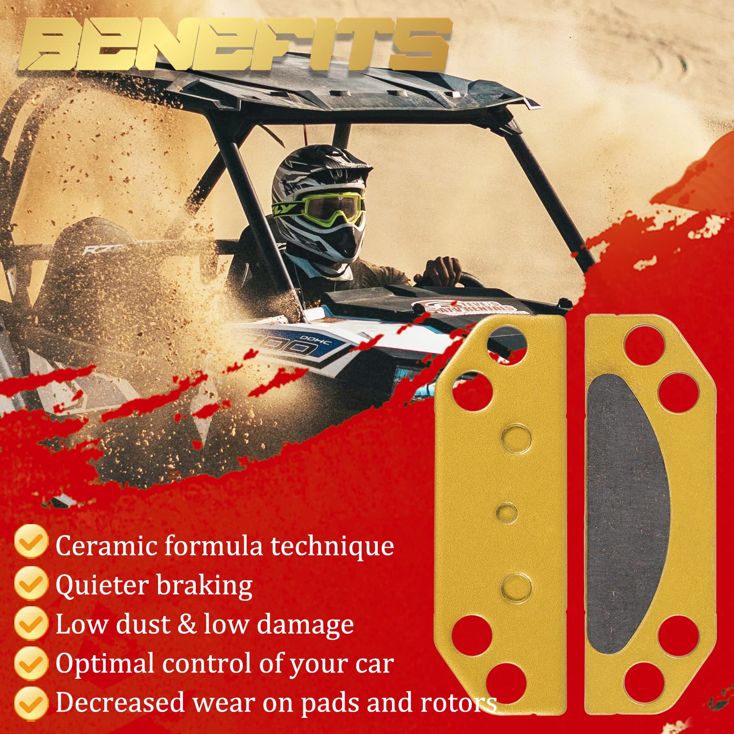 Camoo Parking Brake Pad Kit 2203147 for Polaris Ranger 2X4 4X4 6X6 - Durable Ceramic Material
