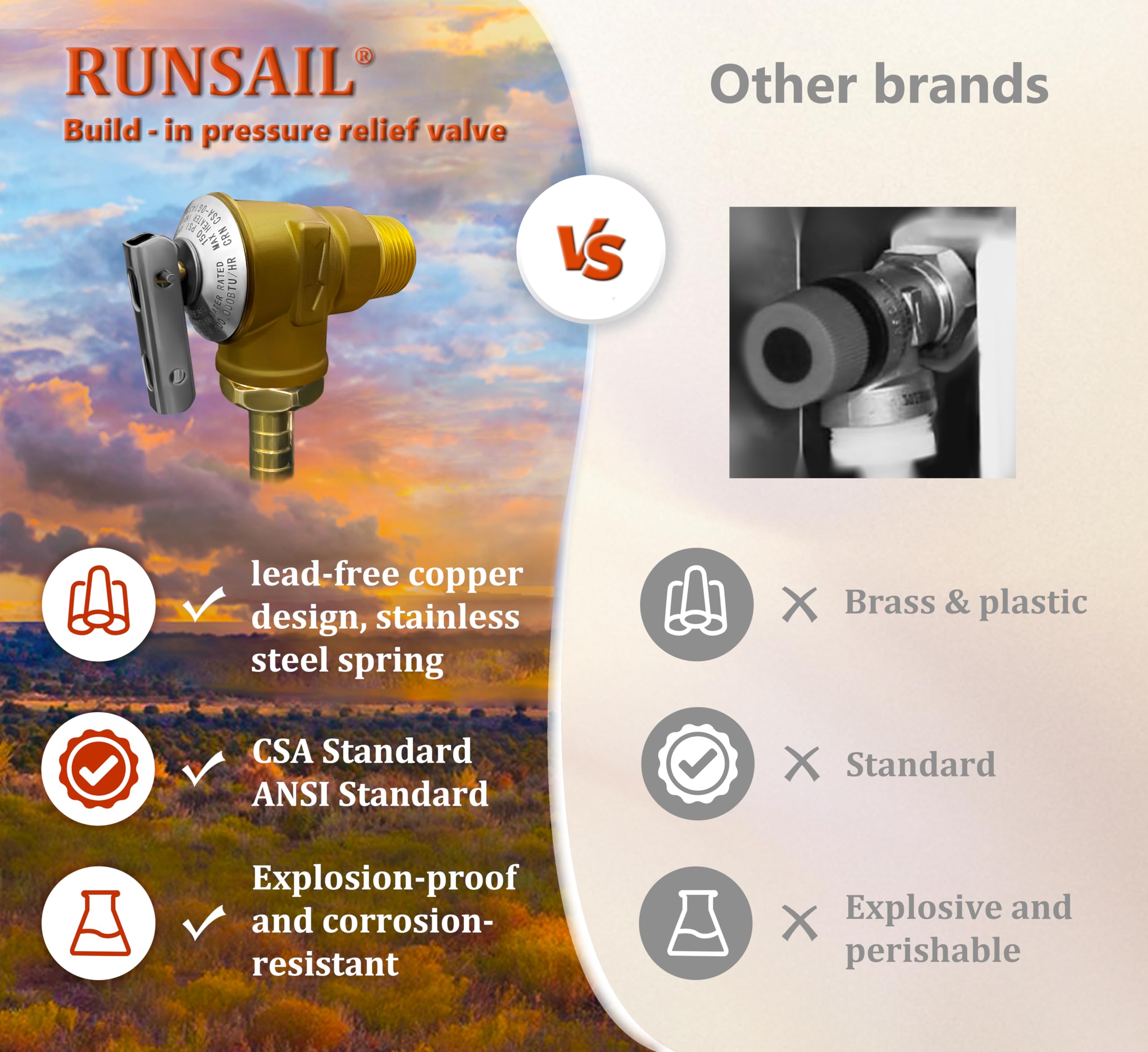 RUNSAIL [Upgraded Version] RV Tankless Water Heater, 65,000 BTU,Max 3.96 GPM, 15 x 15 Inches White Door, Build-in Pressure Relie
